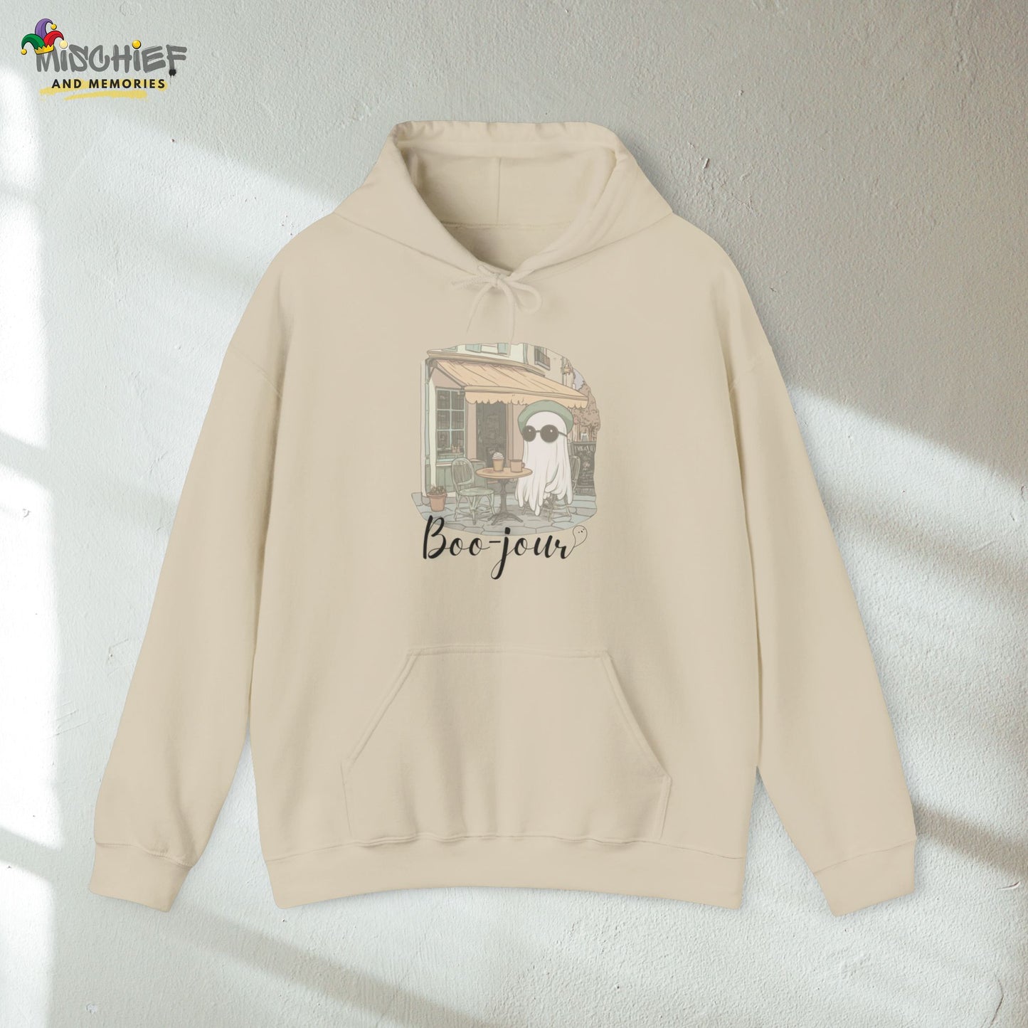 Hoodie - Hipster Ghost Coffee Boo-Jour French Cafe Design