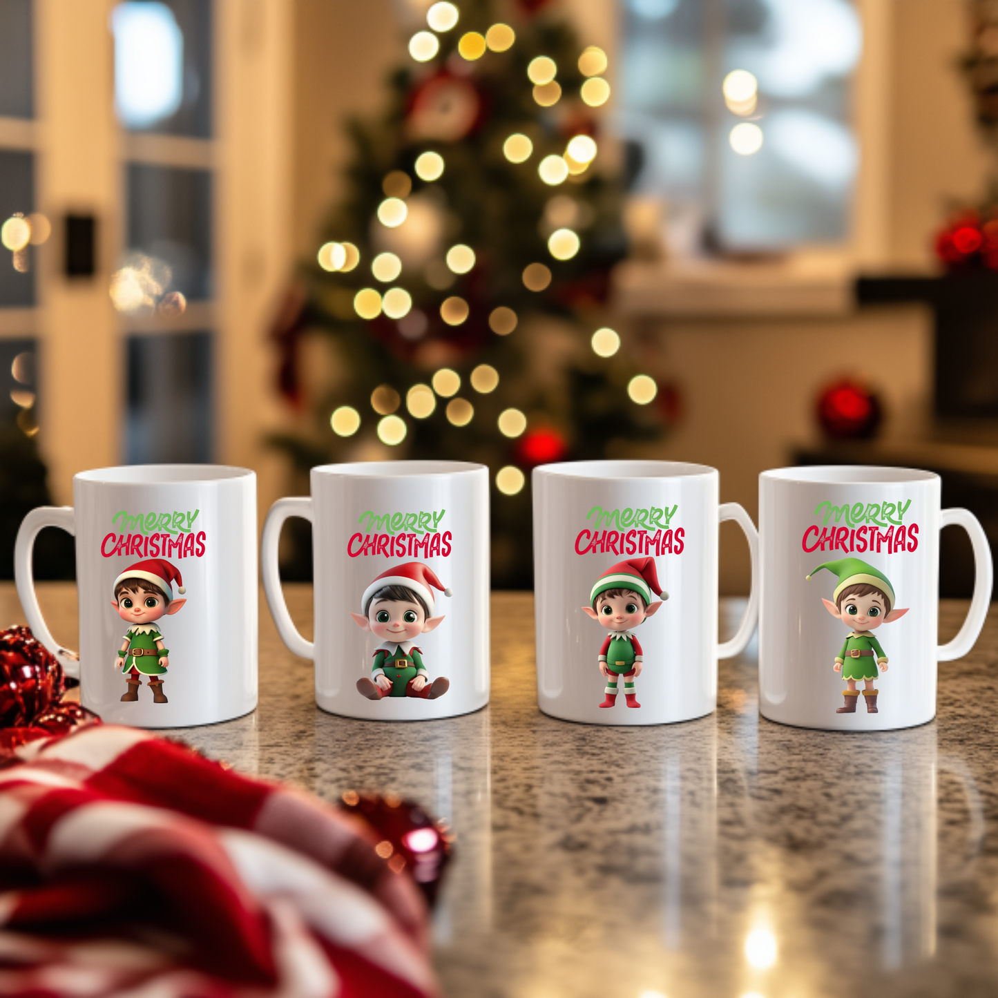 Christmas Elf Ceramic Mug - Cheerful Holiday Coffee Cup (Design A)