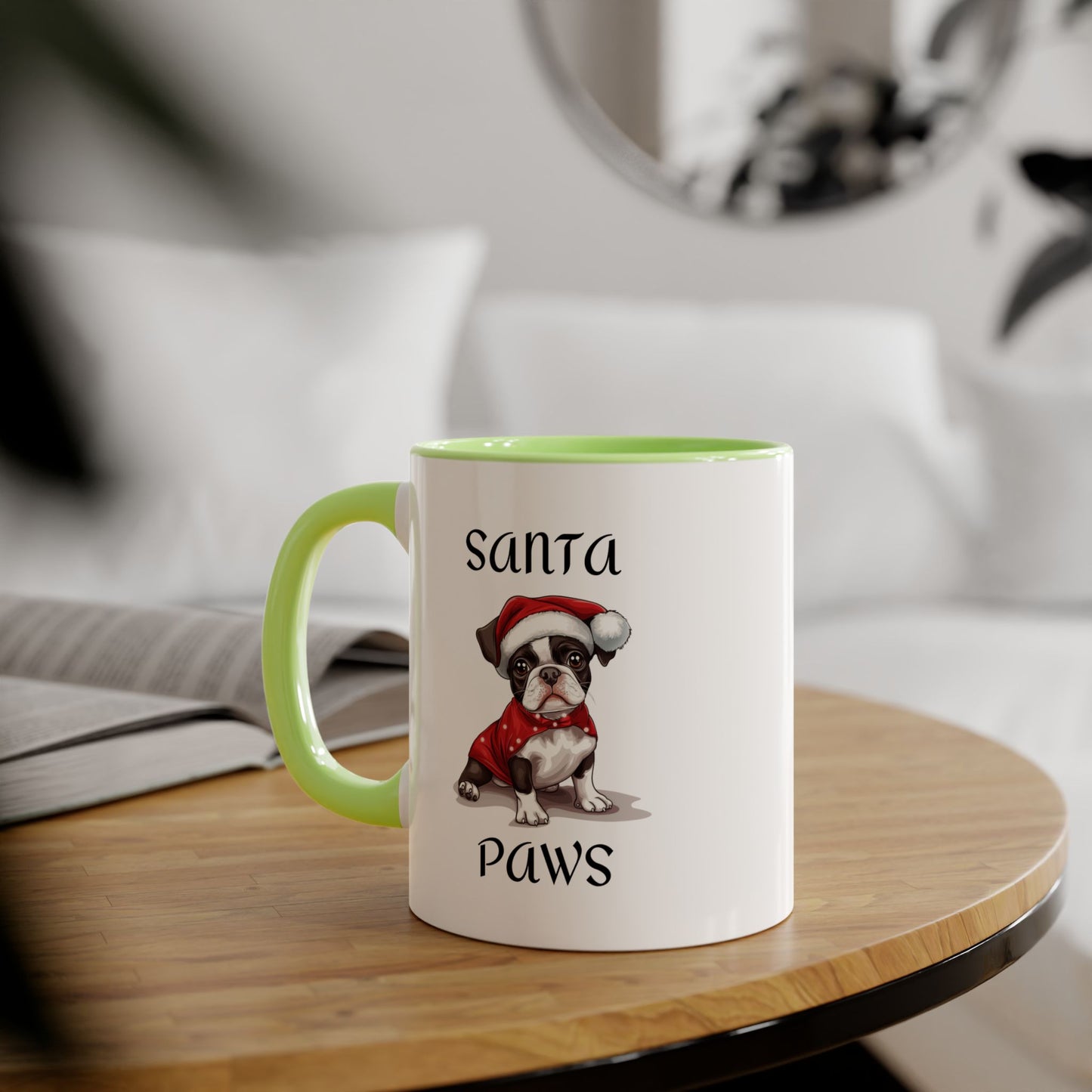 Christmas Santa Paws Mugs - Boston Terrier