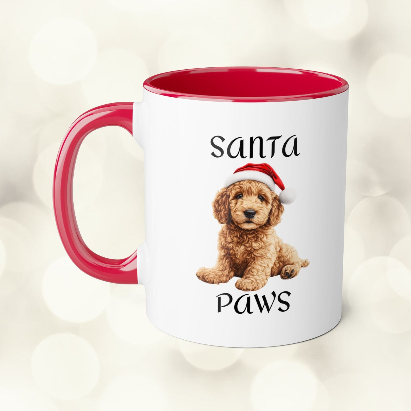 Christmas Santa Paws Mugs - Golden Doodle