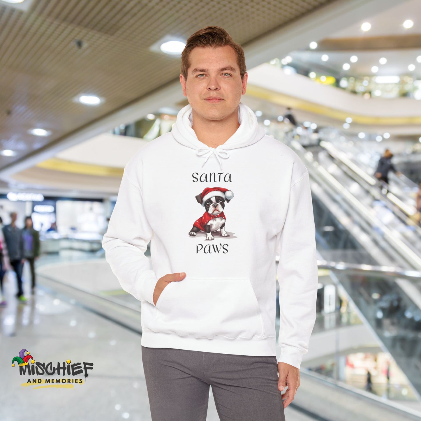 Santa Paws - Boston Terrier - Christmas Hoodie