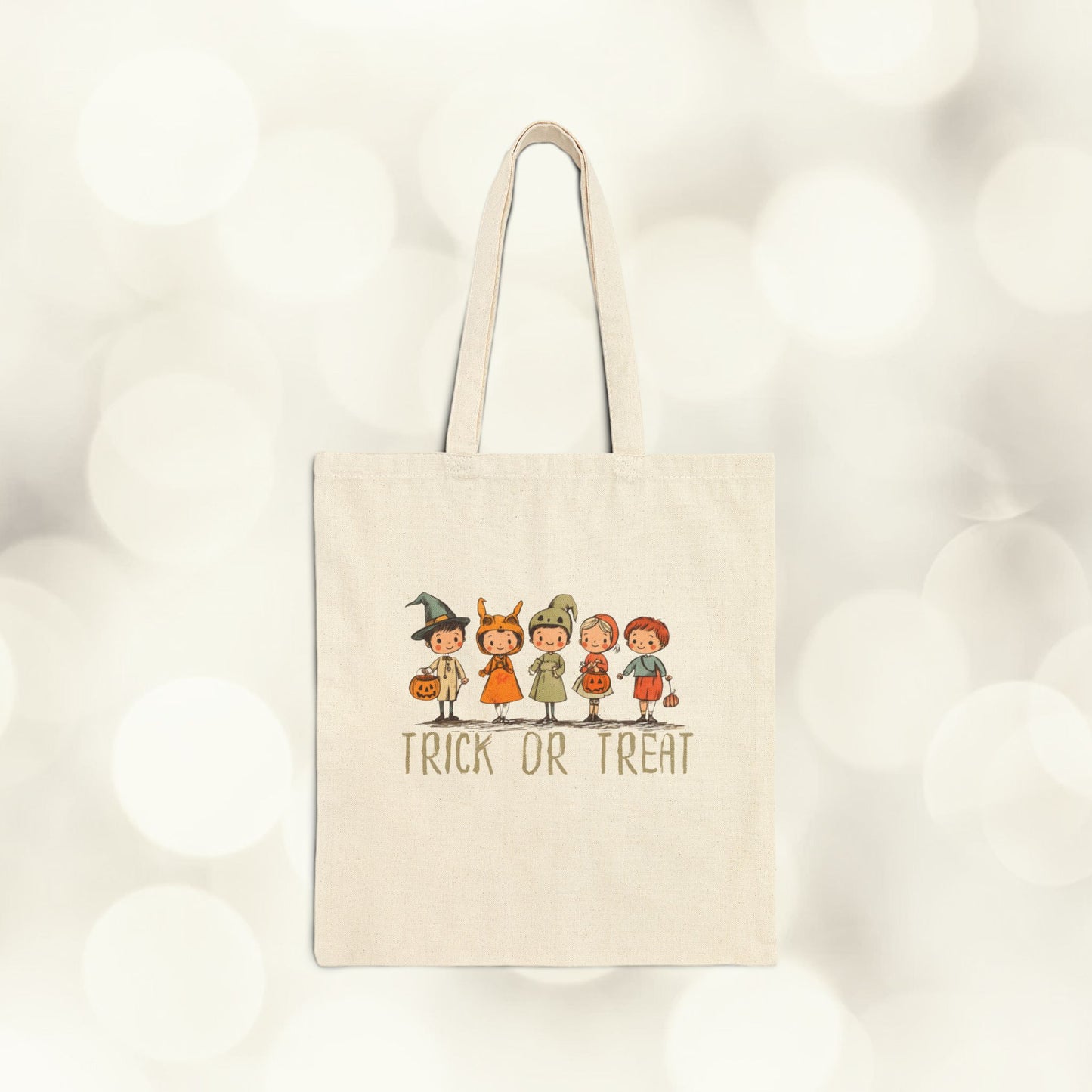 Cotton Canvas Tote Bag - Adorable Trick or Treat Loot Bag!