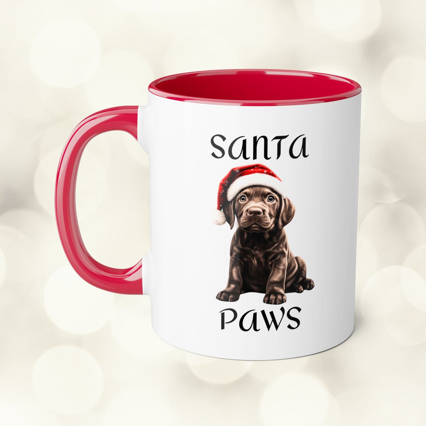 Christmas Santa Paws Mugs - Chocolate Lab