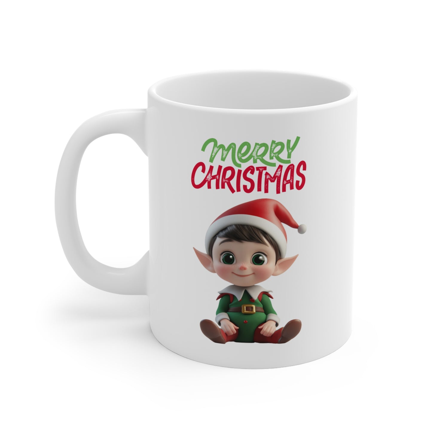 Christmas Elf Ceramic Mug - Cheerful Holiday Coffee Cup (Design B)