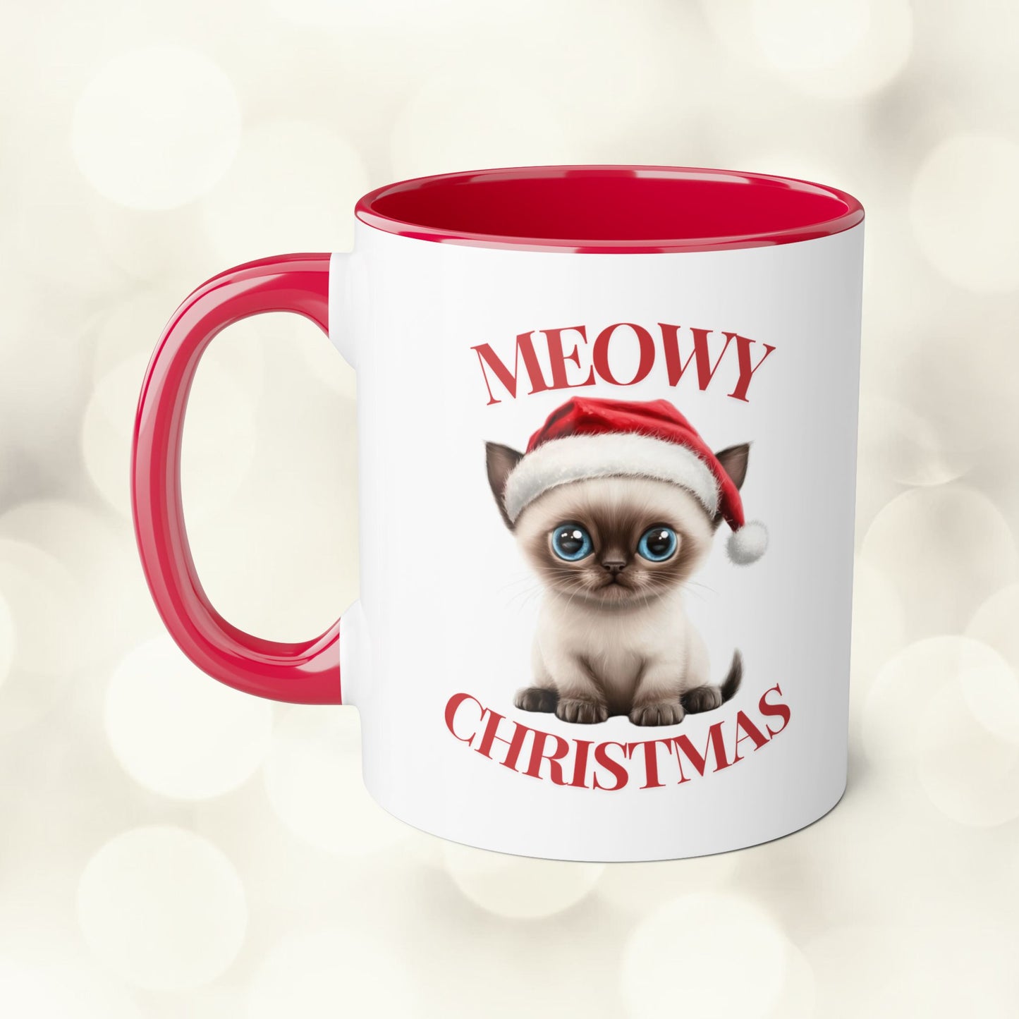 Christmas Cat Mugs - Meowy Christmas Siamese