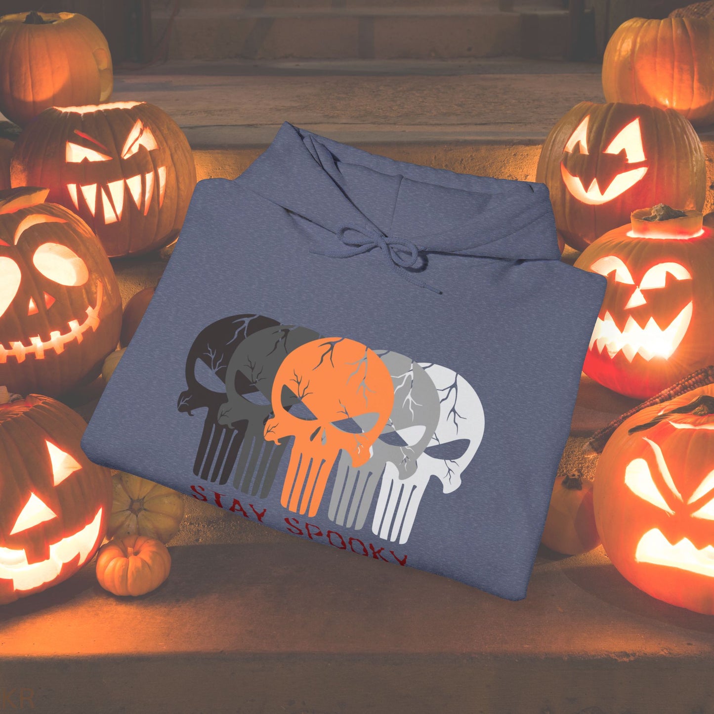 Stay Spooky Abstract Skeleton Head Hoodie for Halloween