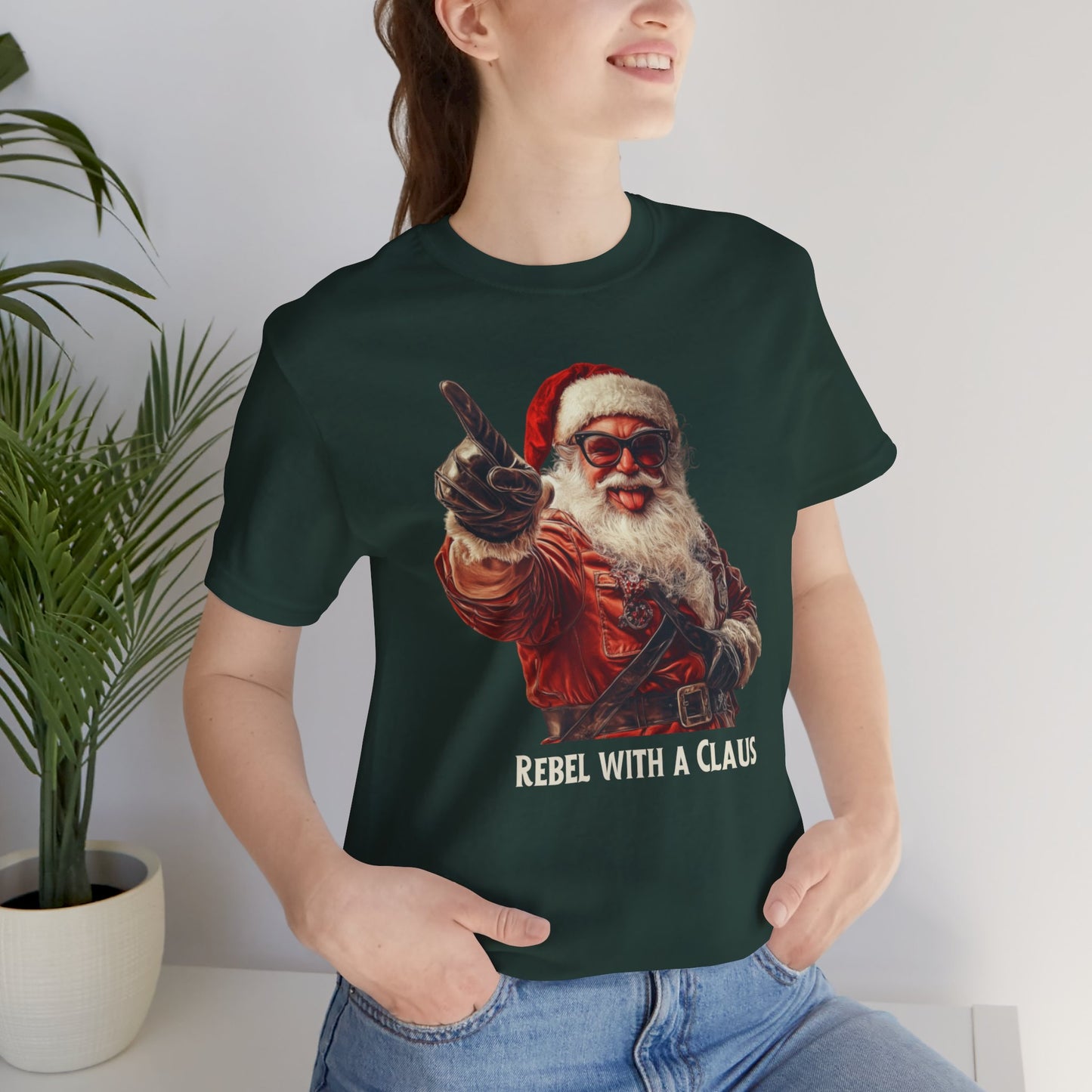 Rebel with a Claus - Christmas T-shirt