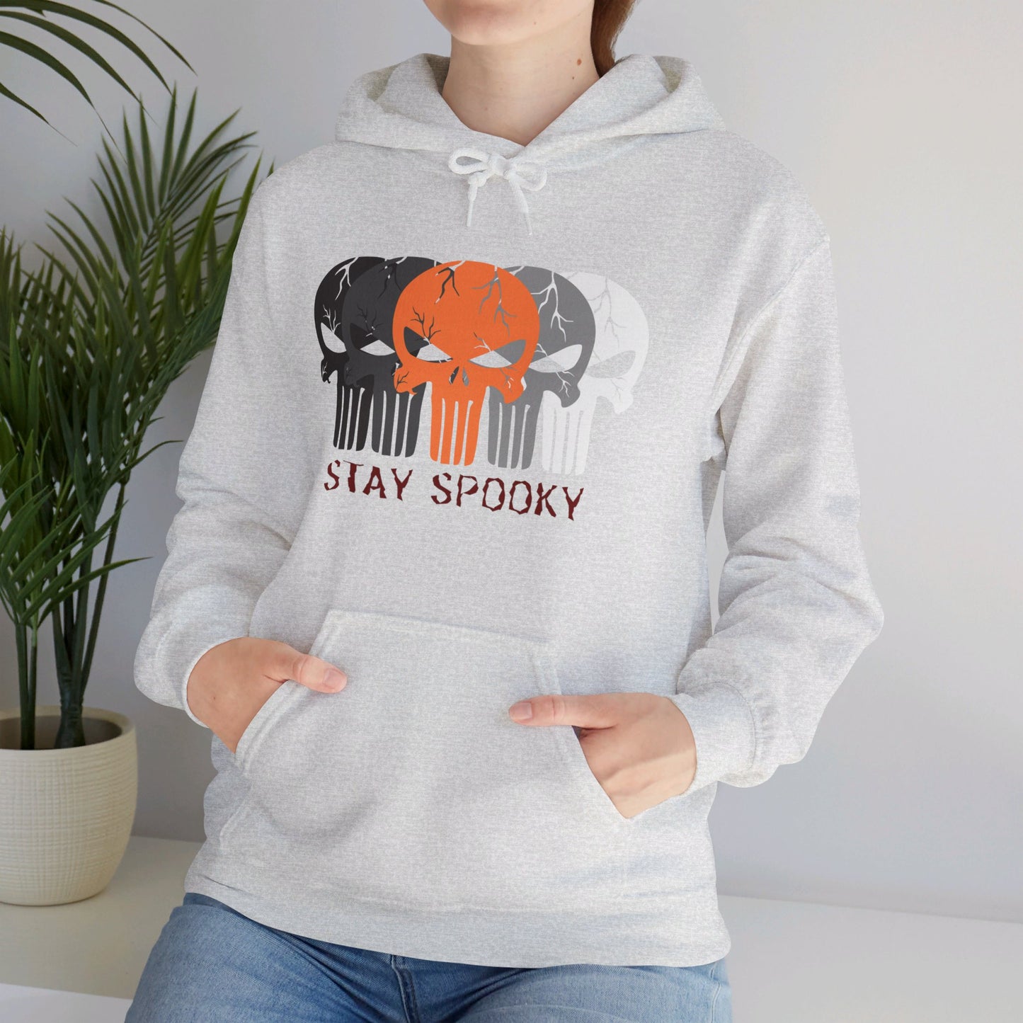 Stay Spooky Abstract Skeleton Head Hoodie for Halloween