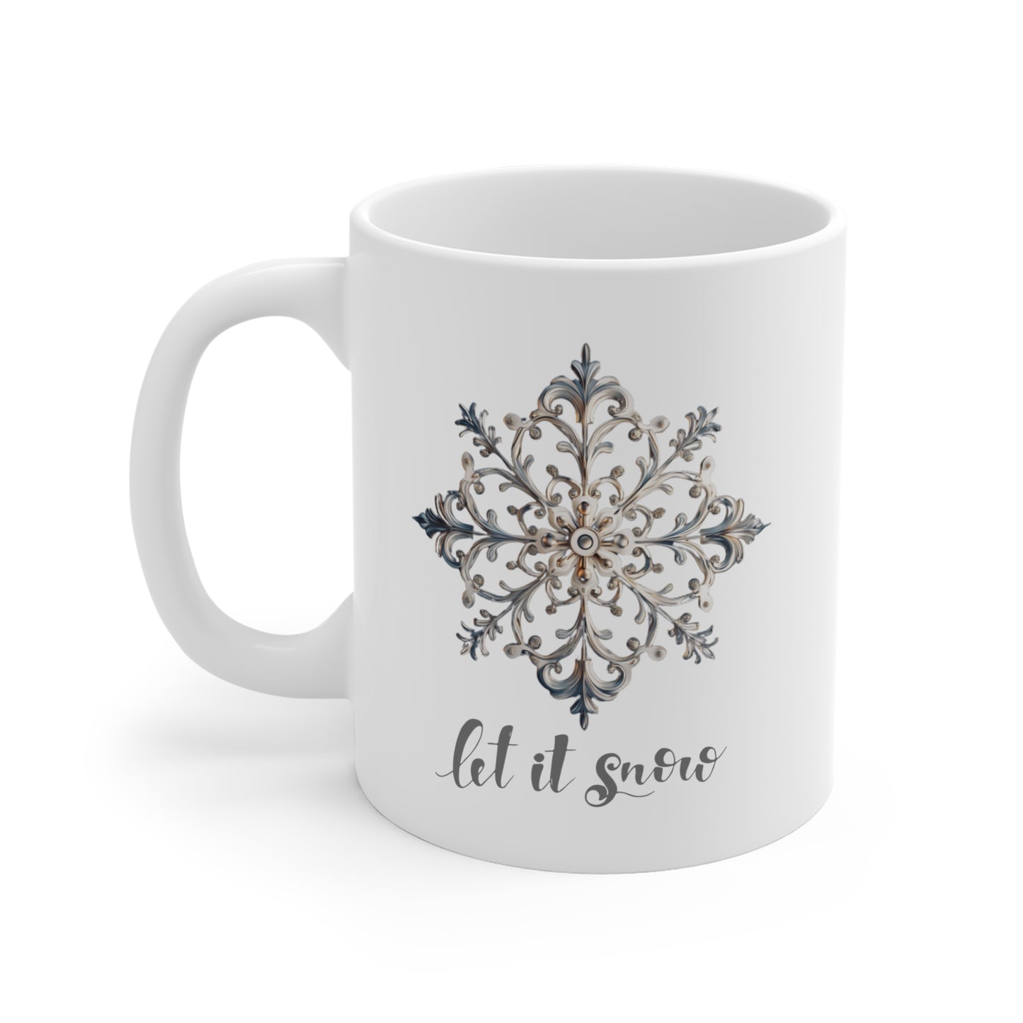 Snowflake Ceramic Mug- Let it Snow (Design A)