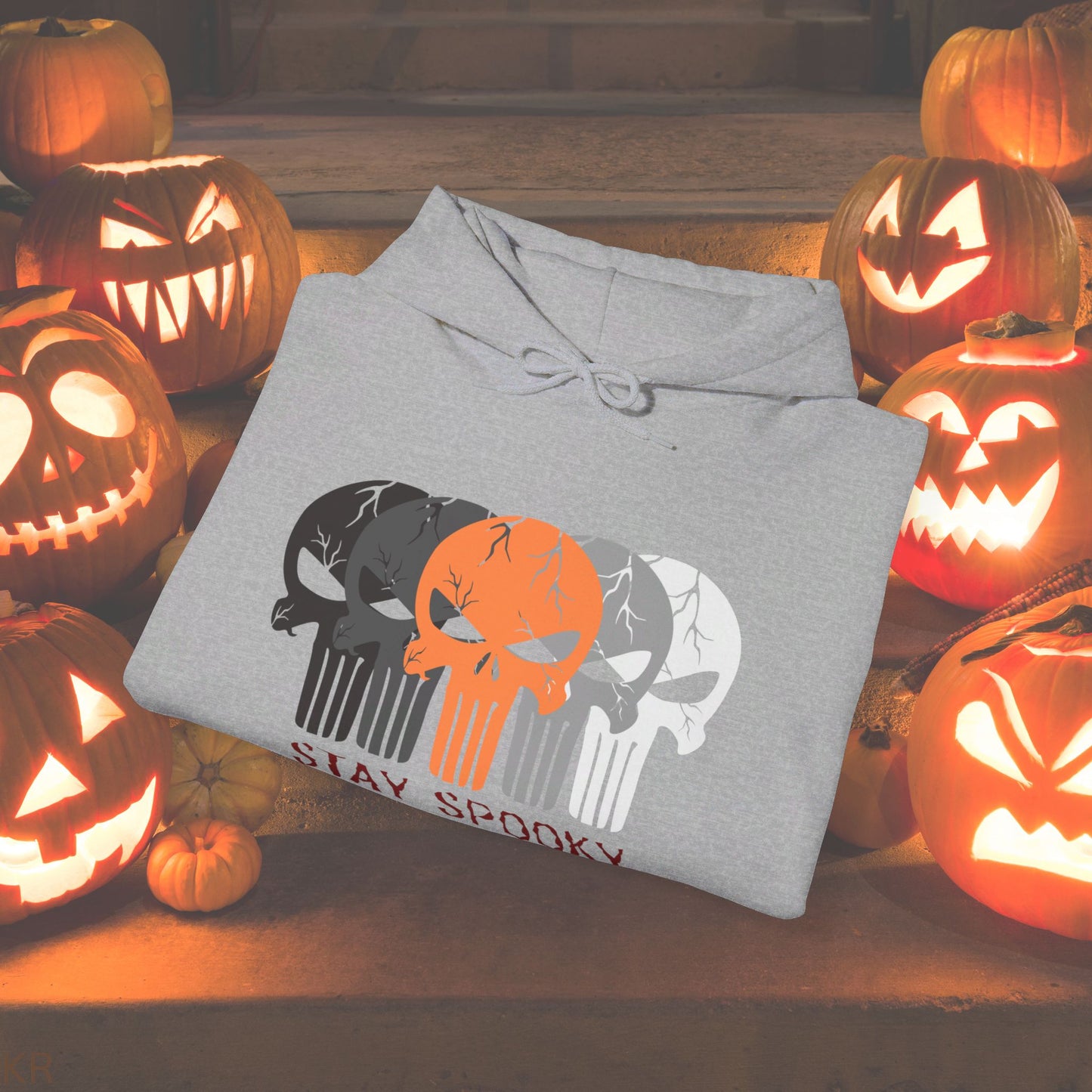 Stay Spooky Abstract Skeleton Head Hoodie for Halloween