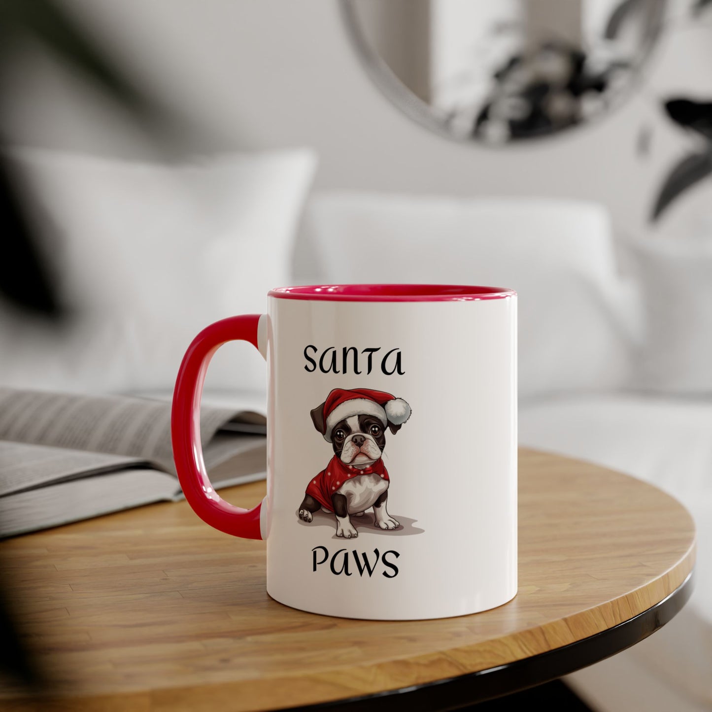 Christmas Santa Paws Mugs - Boston Terrier