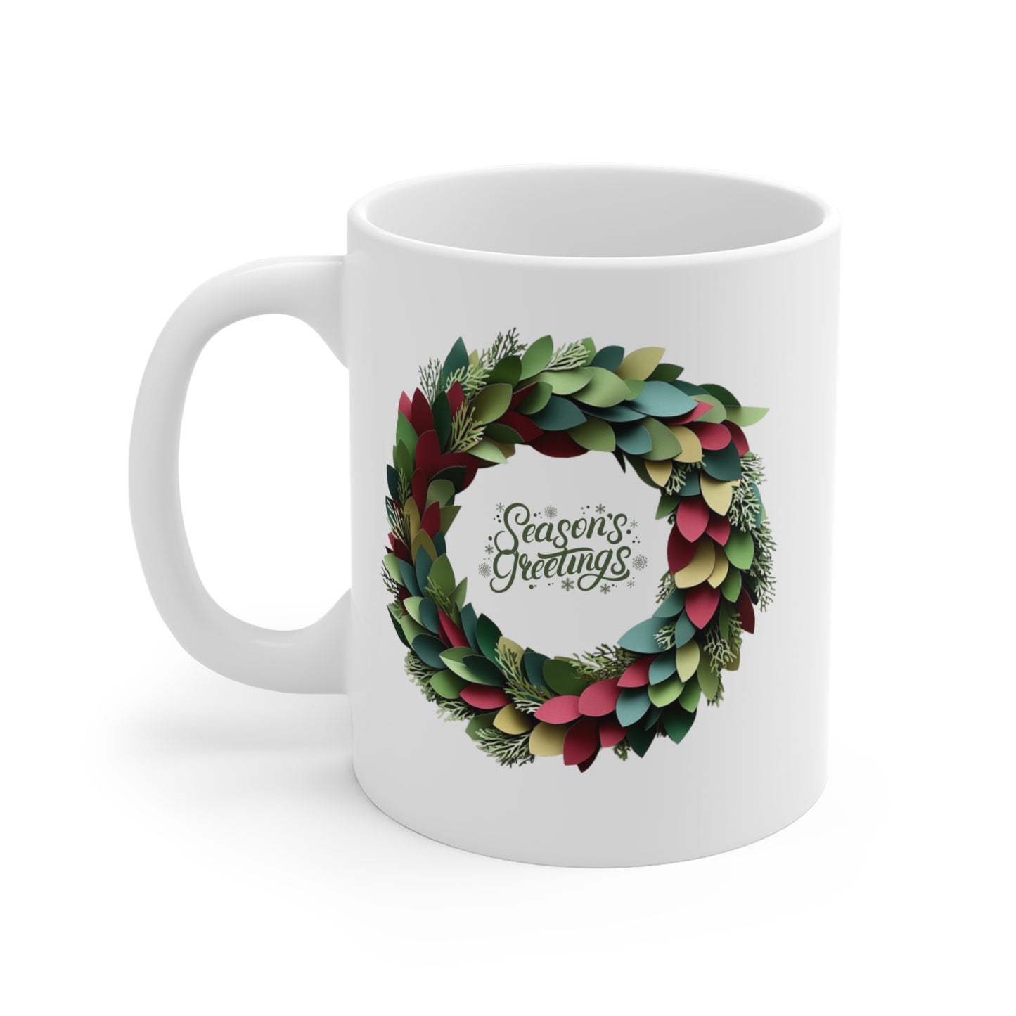 Christmas Wreath Ceramic Mug - Season's Greetings! (Design A)