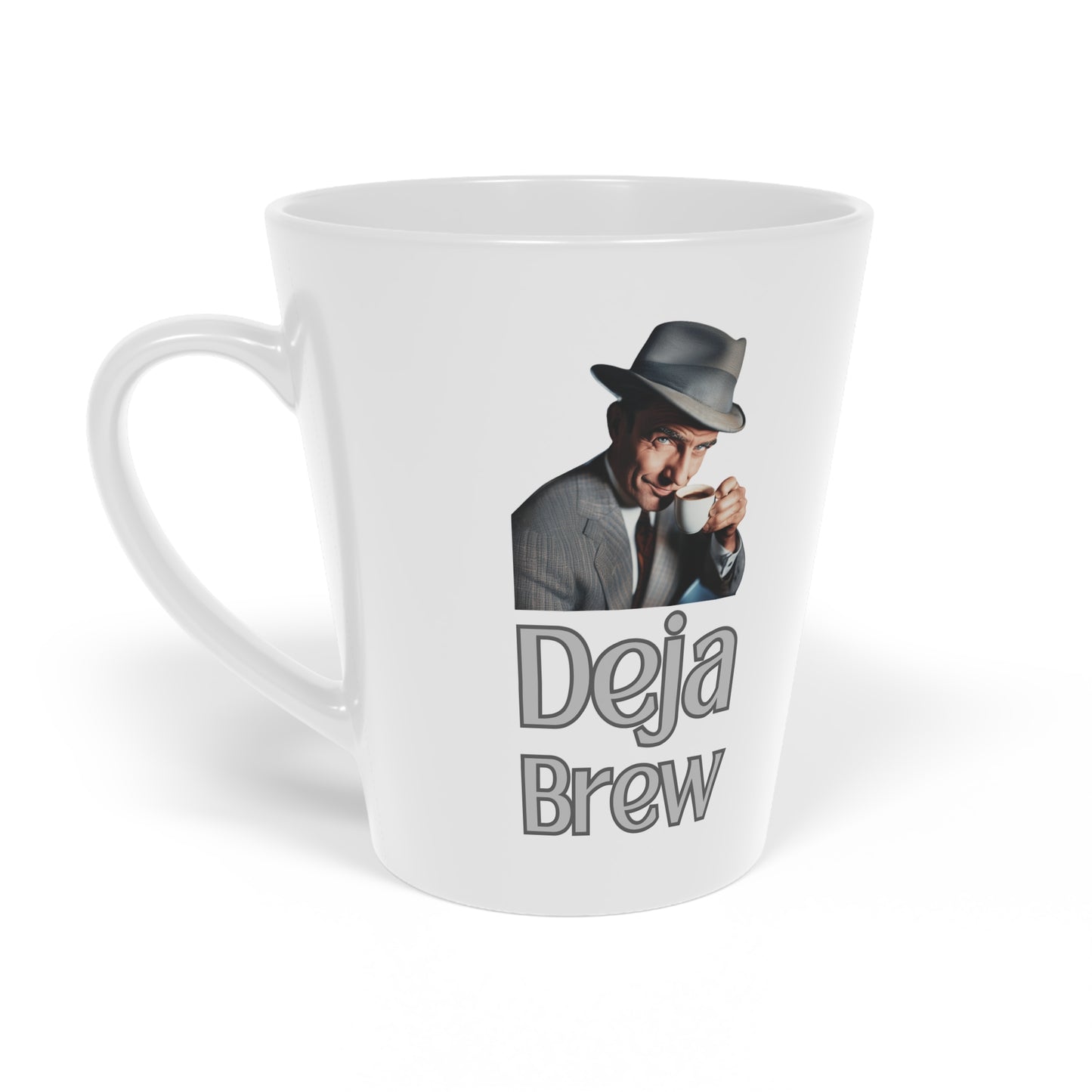 Latte Mug - Deja Brew Retro Coffee Male, 12oz