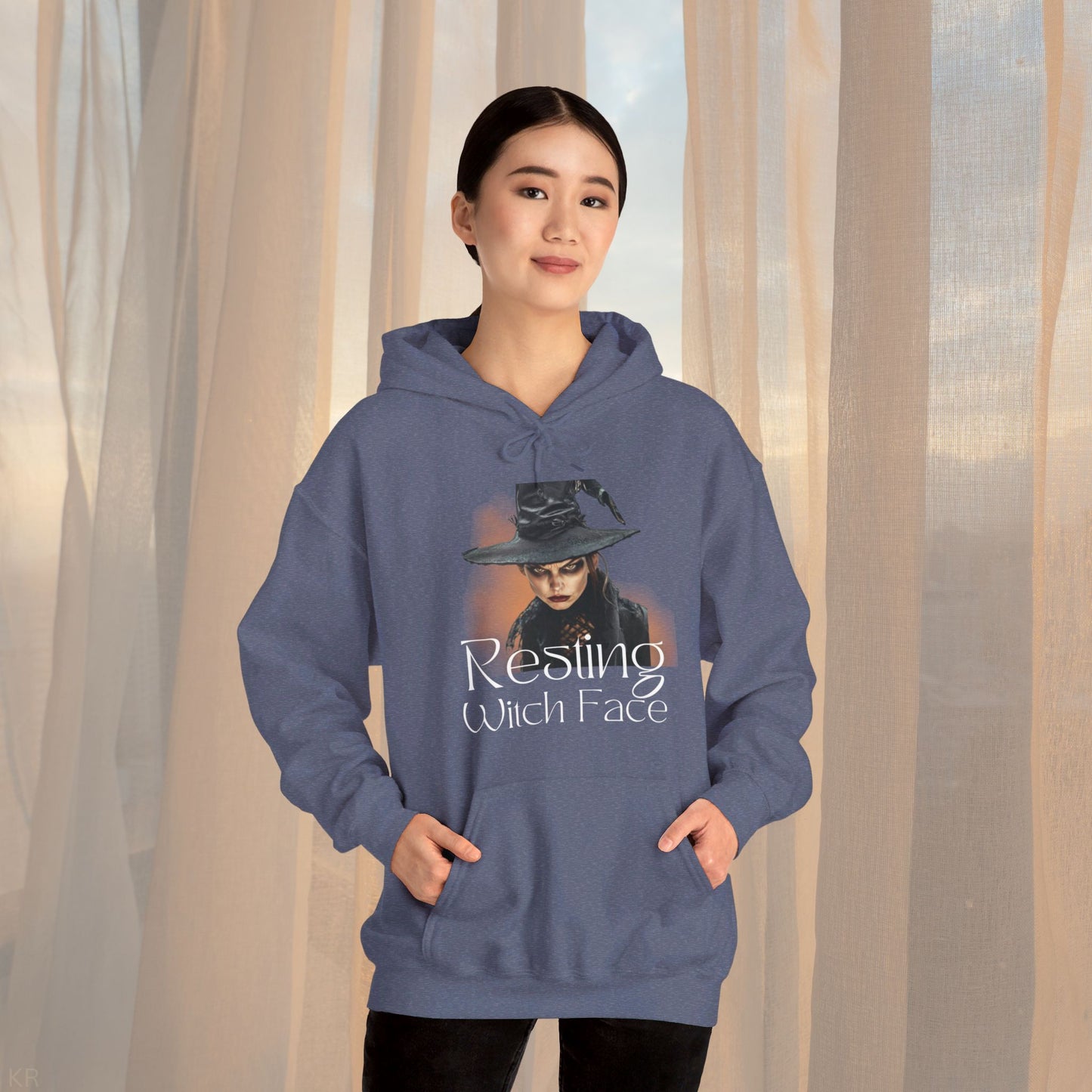 Hooded Sweatshirt - Resting Witch Face Spooky Design