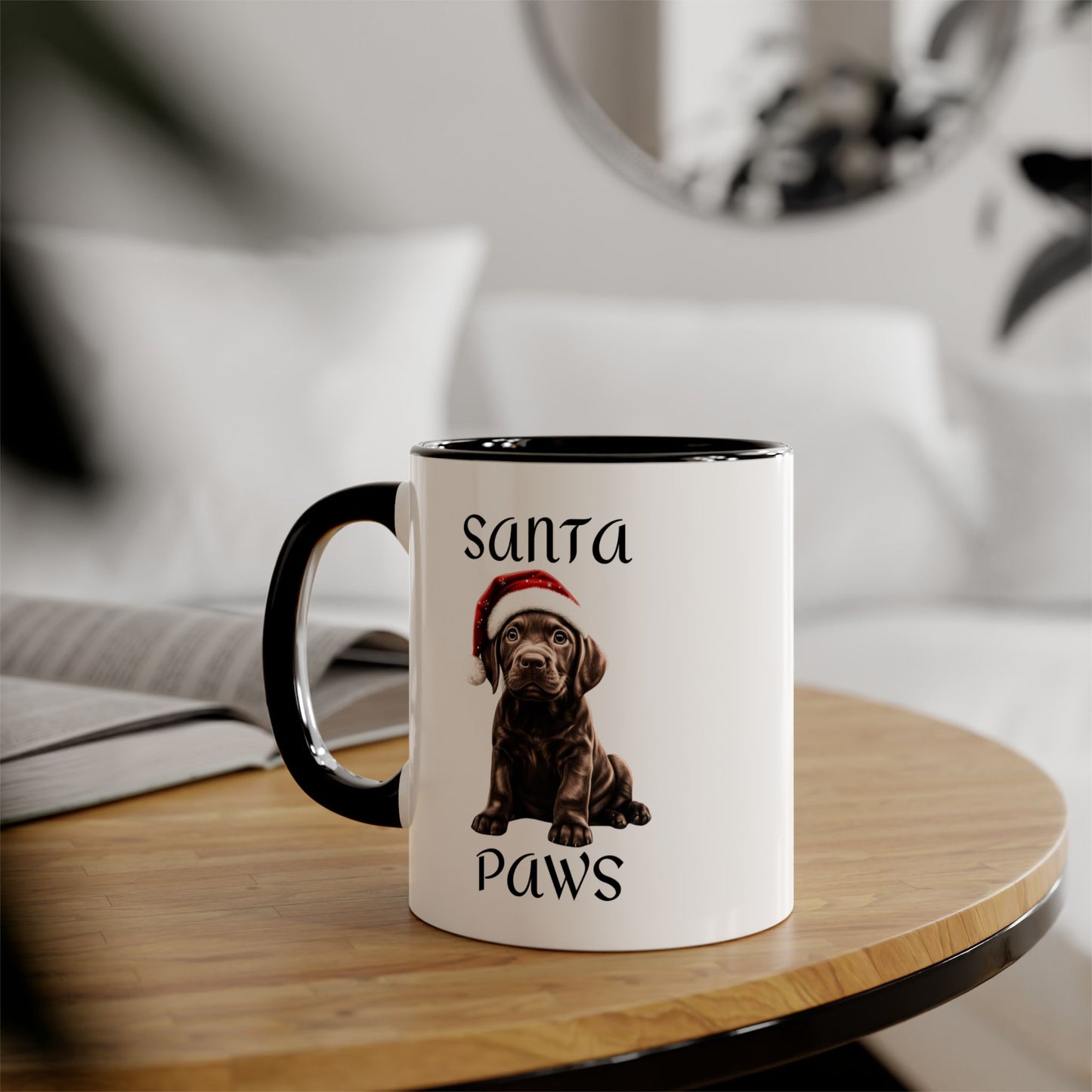 Christmas Santa Paws Mugs - Chocolate Lab