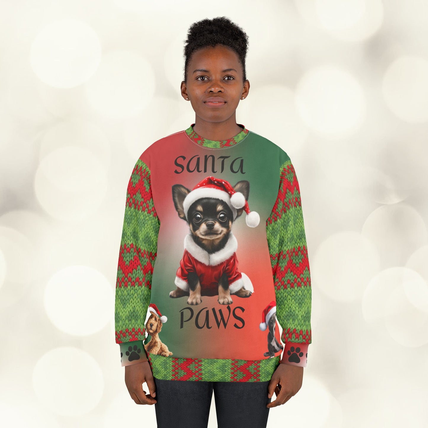 Santa Paws - All Over Print - Ugly Christmas Sweater