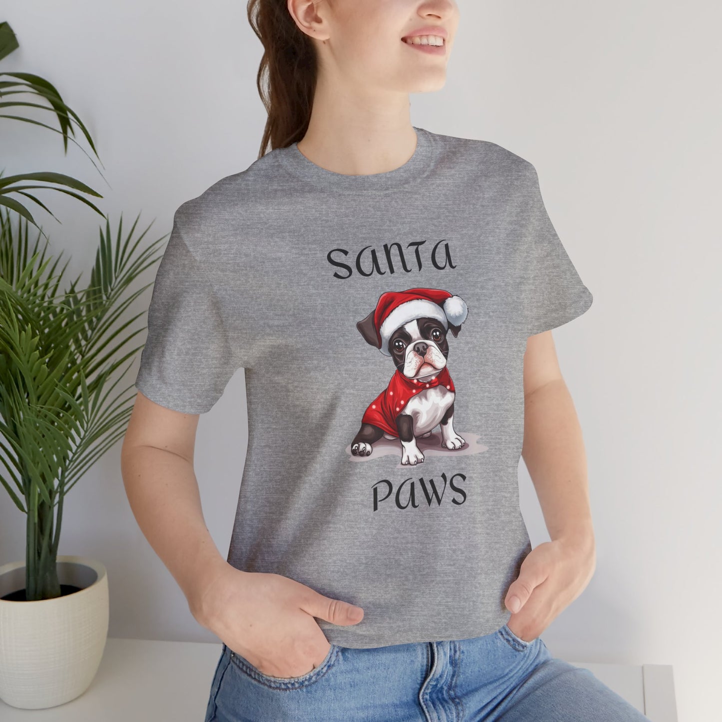 Santa Paws - Boston - Christmas T-shirt