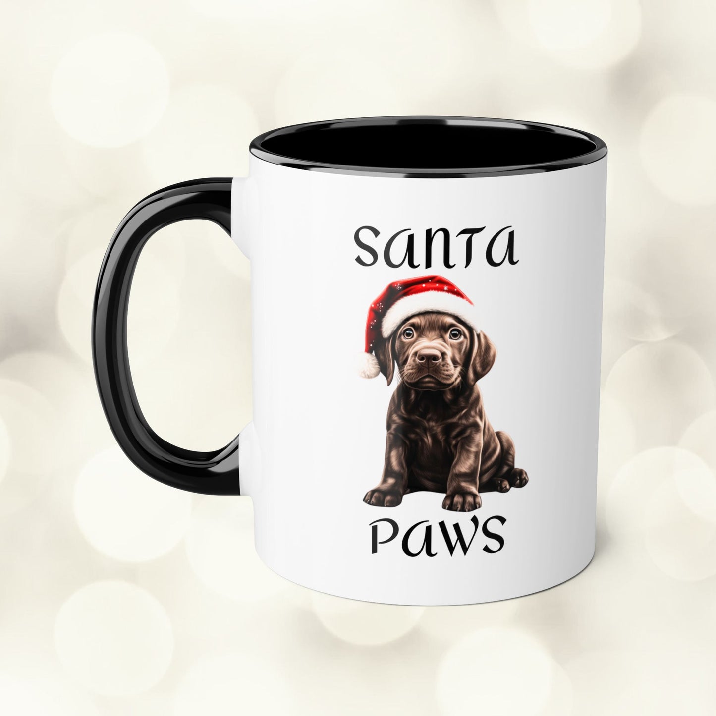 Christmas Santa Paws Mugs - Chocolate Lab