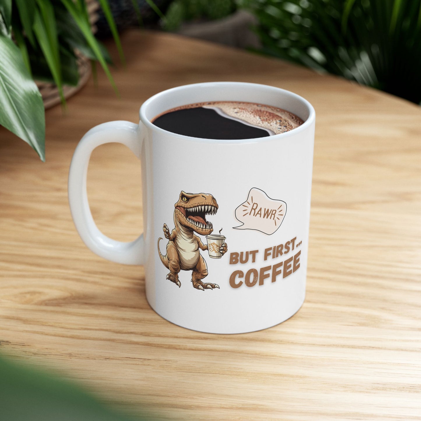 Mug - Funny Roaring T-Rex Coffee Lovers Design