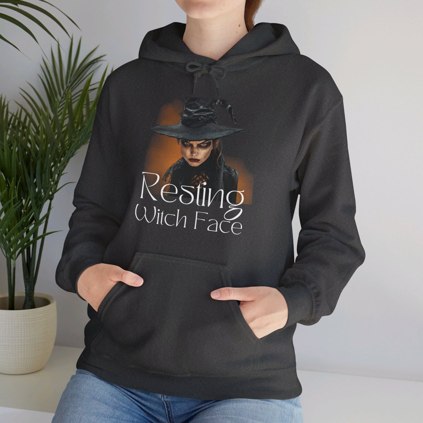 Hooded Sweatshirt - Resting Witch Face Spooky Design