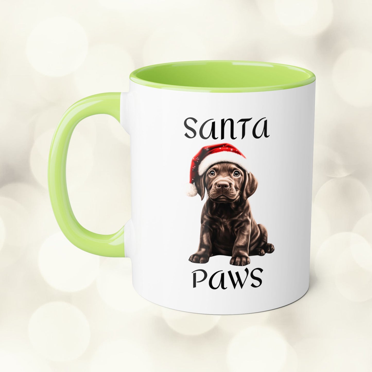 Christmas Santa Paws Mugs - Chocolate Lab