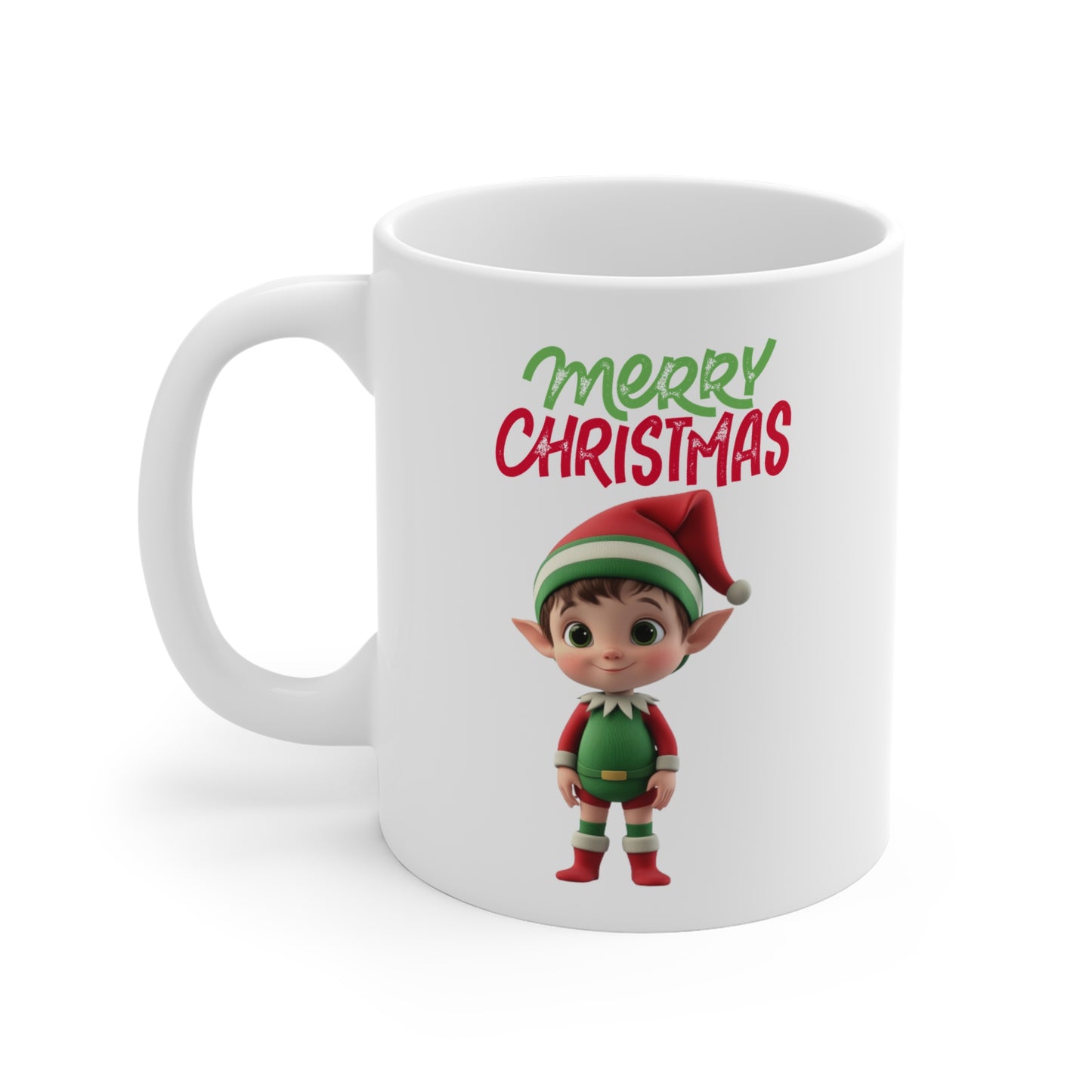 Christmas Elf Ceramic Mug - Cheerful Holiday Coffee Cup (Design D)