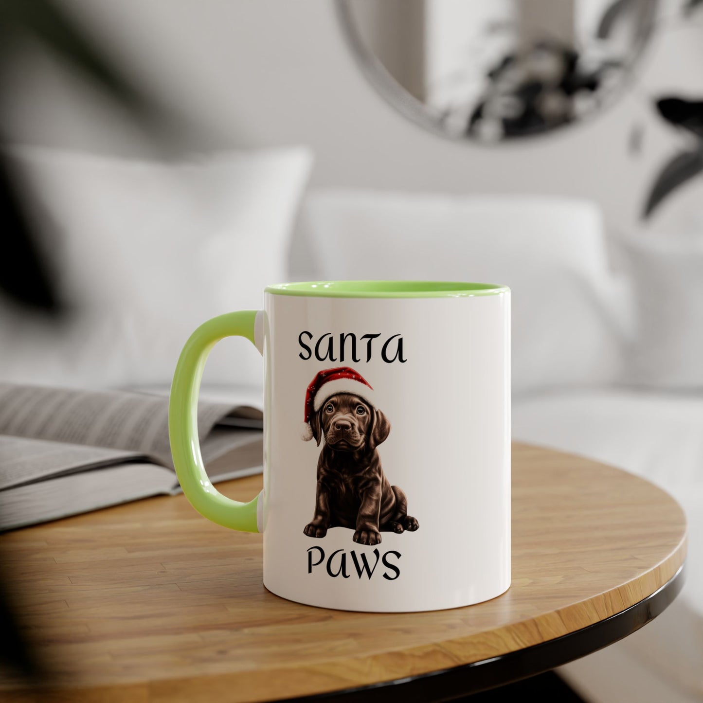 Christmas Santa Paws Mugs - Chocolate Lab