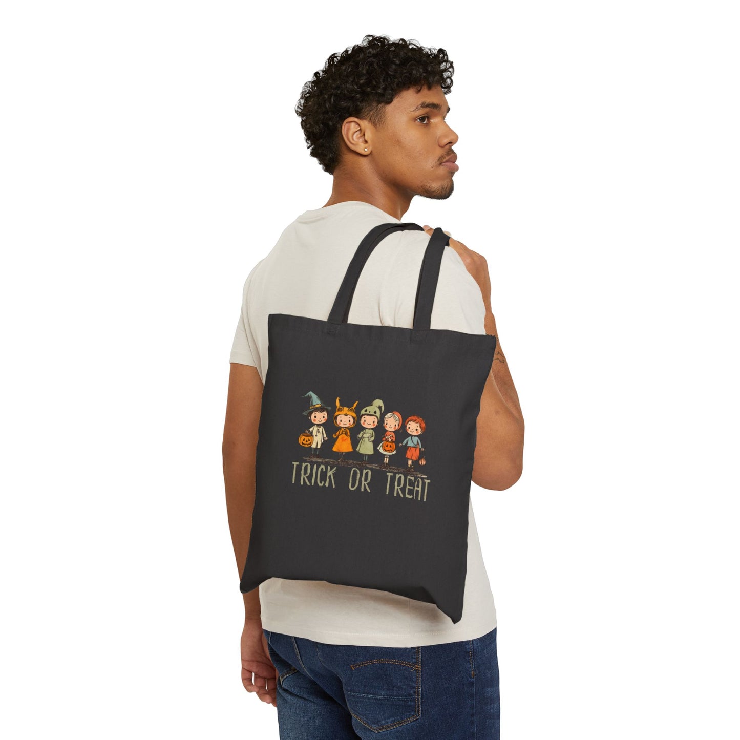 Cotton Canvas Tote Bag - Adorable Trick or Treat Loot Bag!