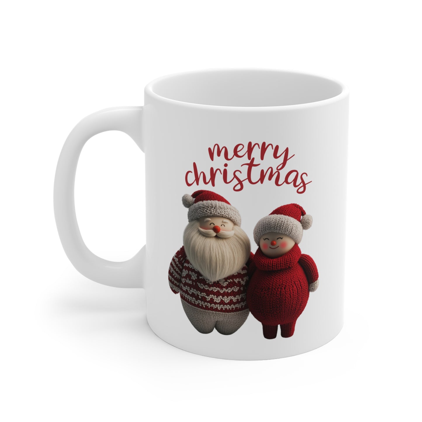 Christmas Knitted Santa and Mrs Claus Inspired Mug (Design D)