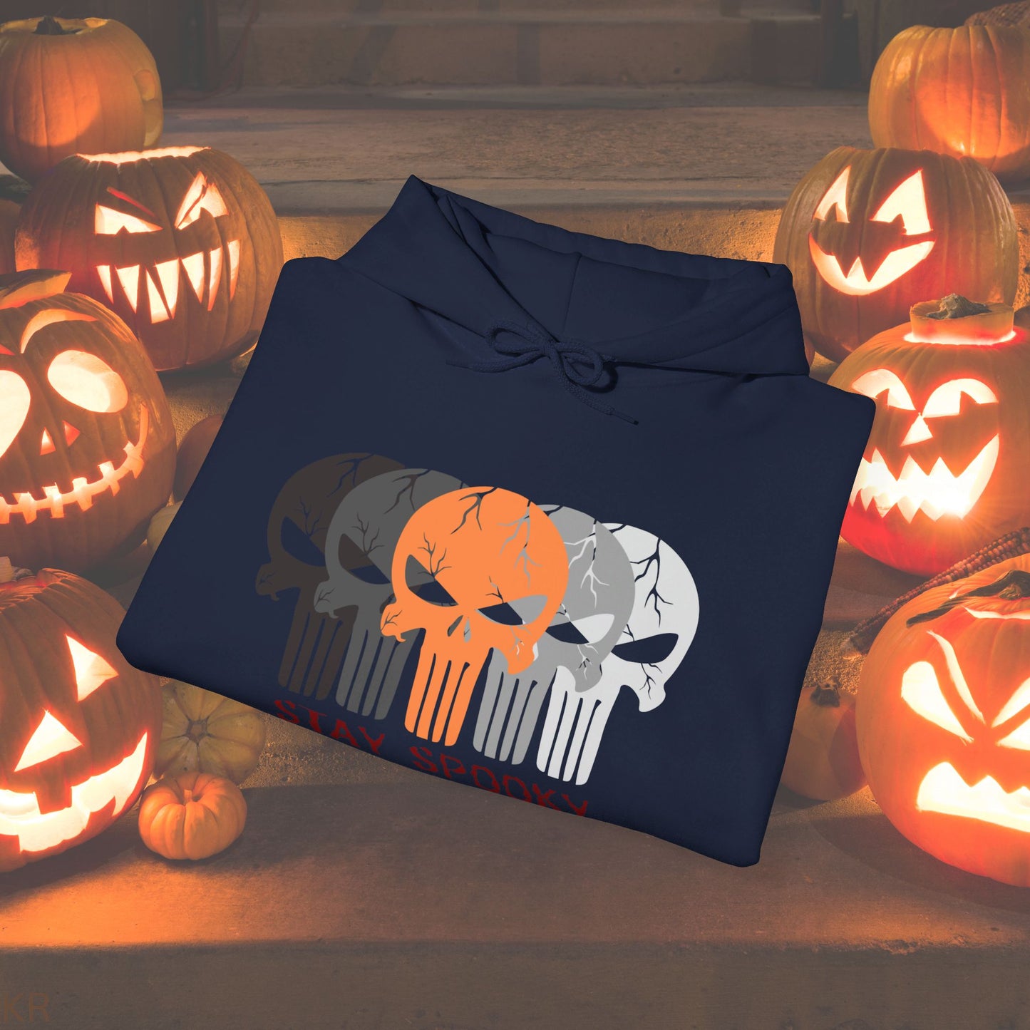 Stay Spooky Abstract Skeleton Head Hoodie for Halloween