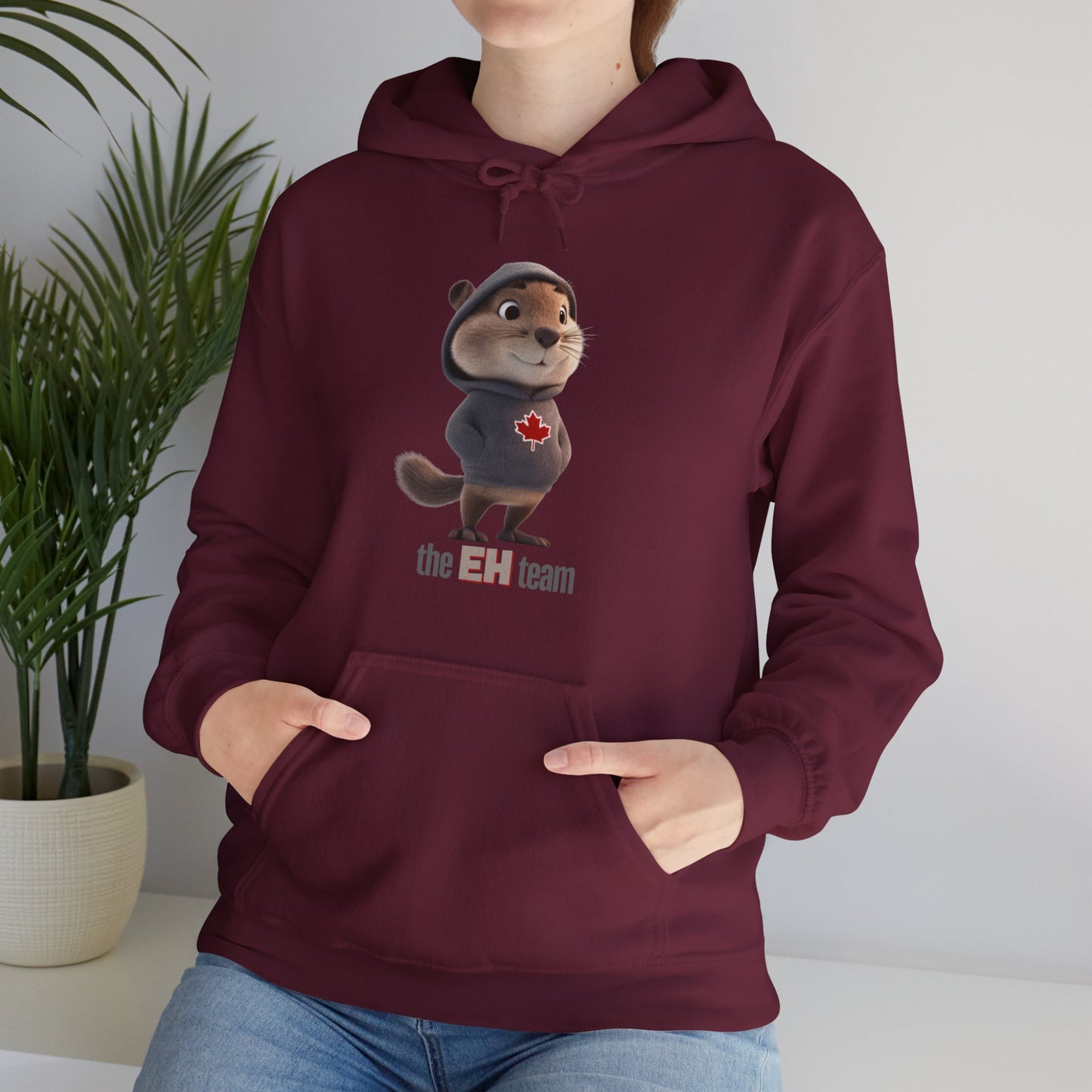 Hooded Sweatshirt - The 'Eh' Team Funny Canadian Beaver Design