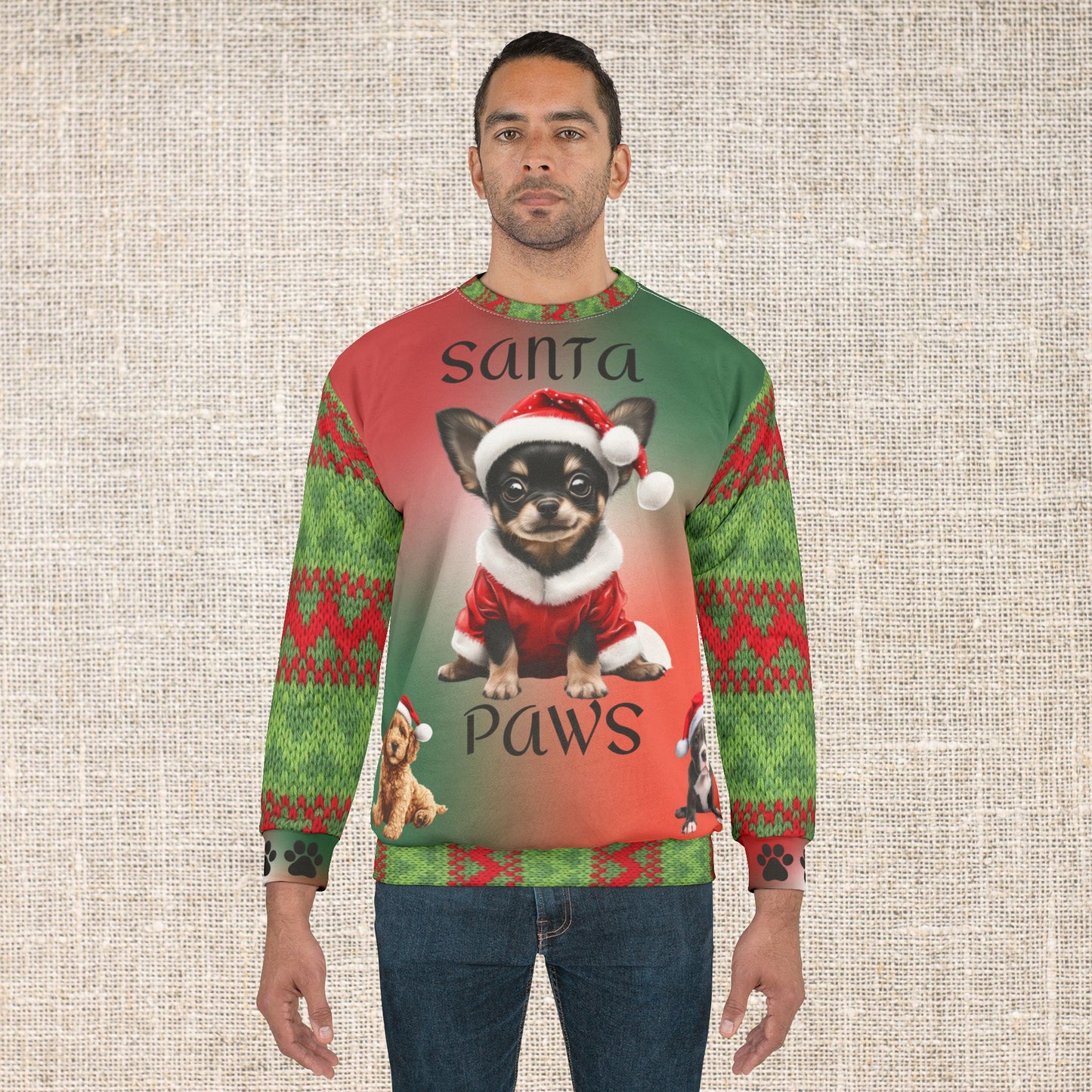 Santa Paws - All Over Print - Ugly Christmas Sweater