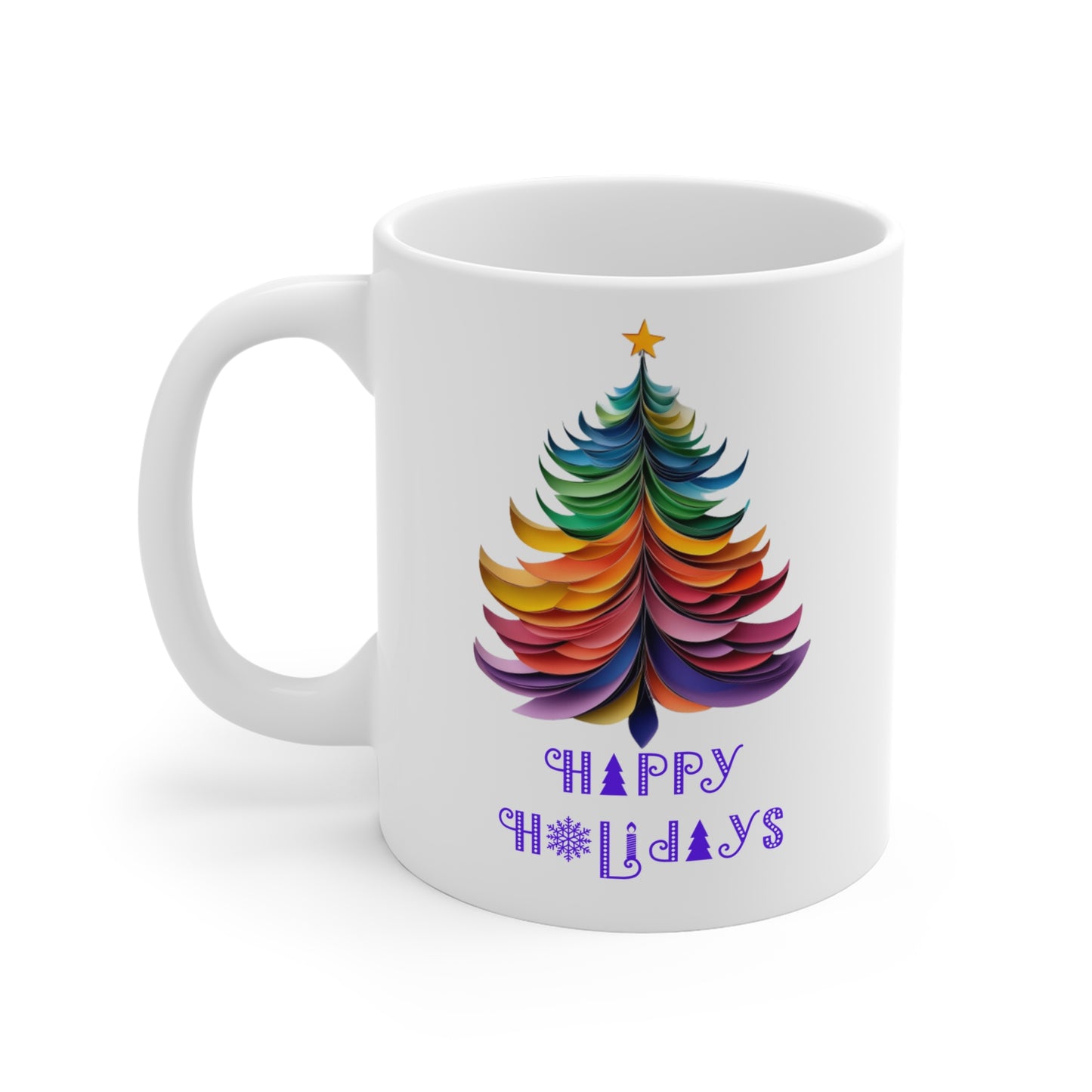 Christmas Trees Ceramic Mug - Layered Paper look (Design A)