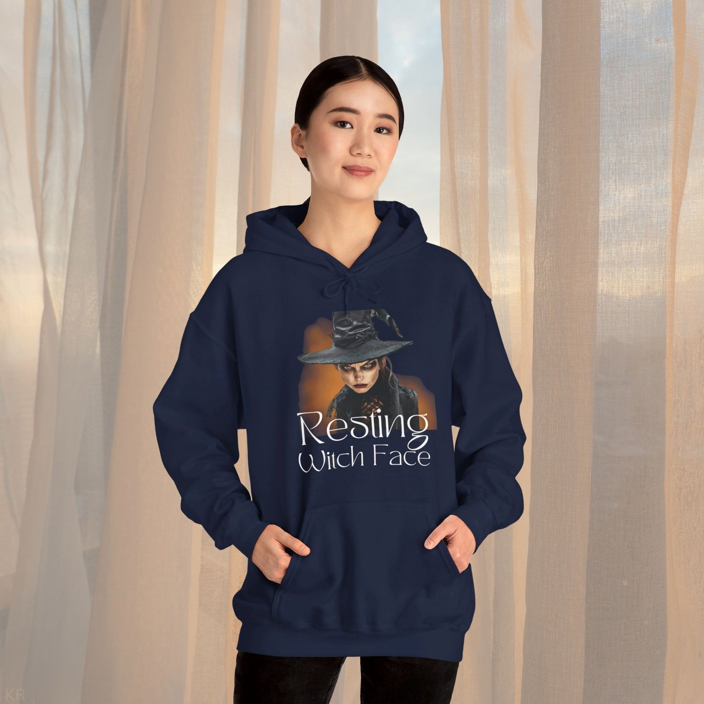 Hooded Sweatshirt - Resting Witch Face Spooky Design