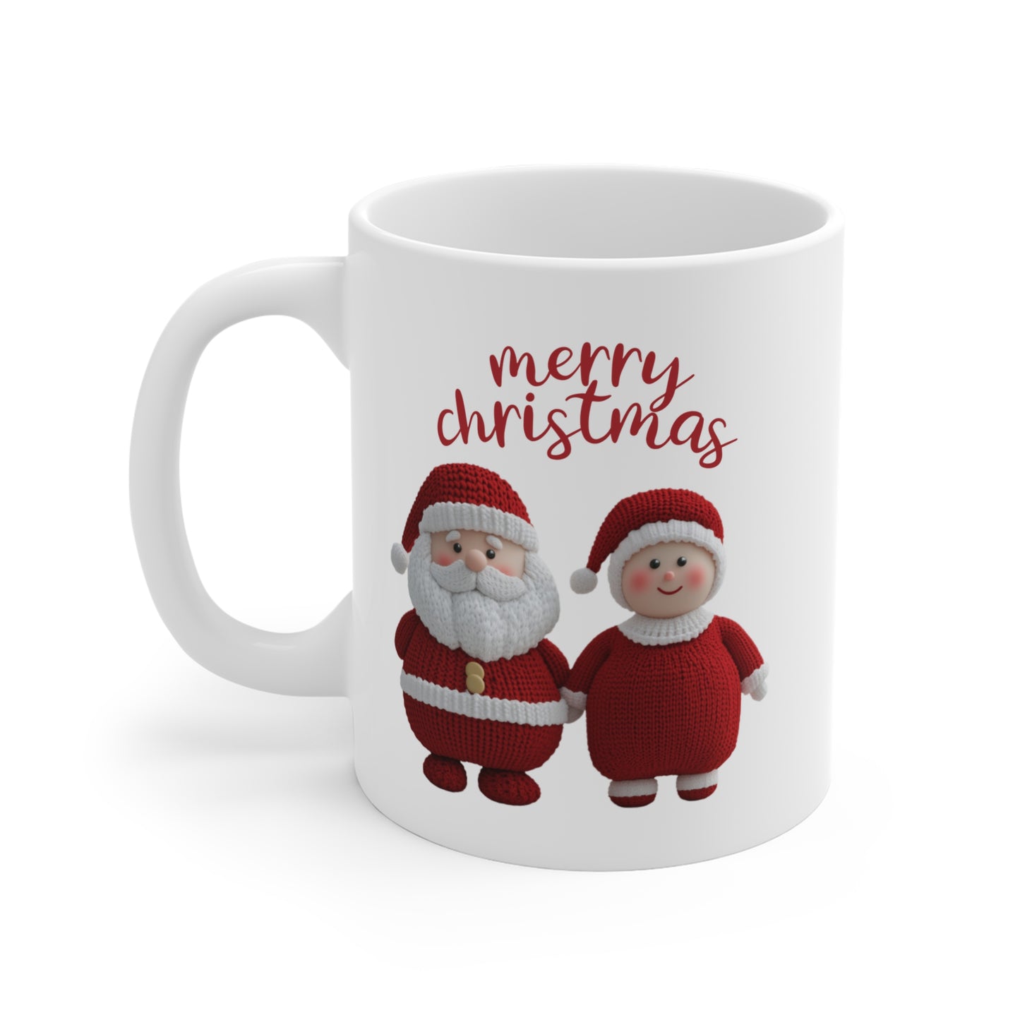 Christmas Knitted Santa and Mrs Claus Inspired Mug (Design B)