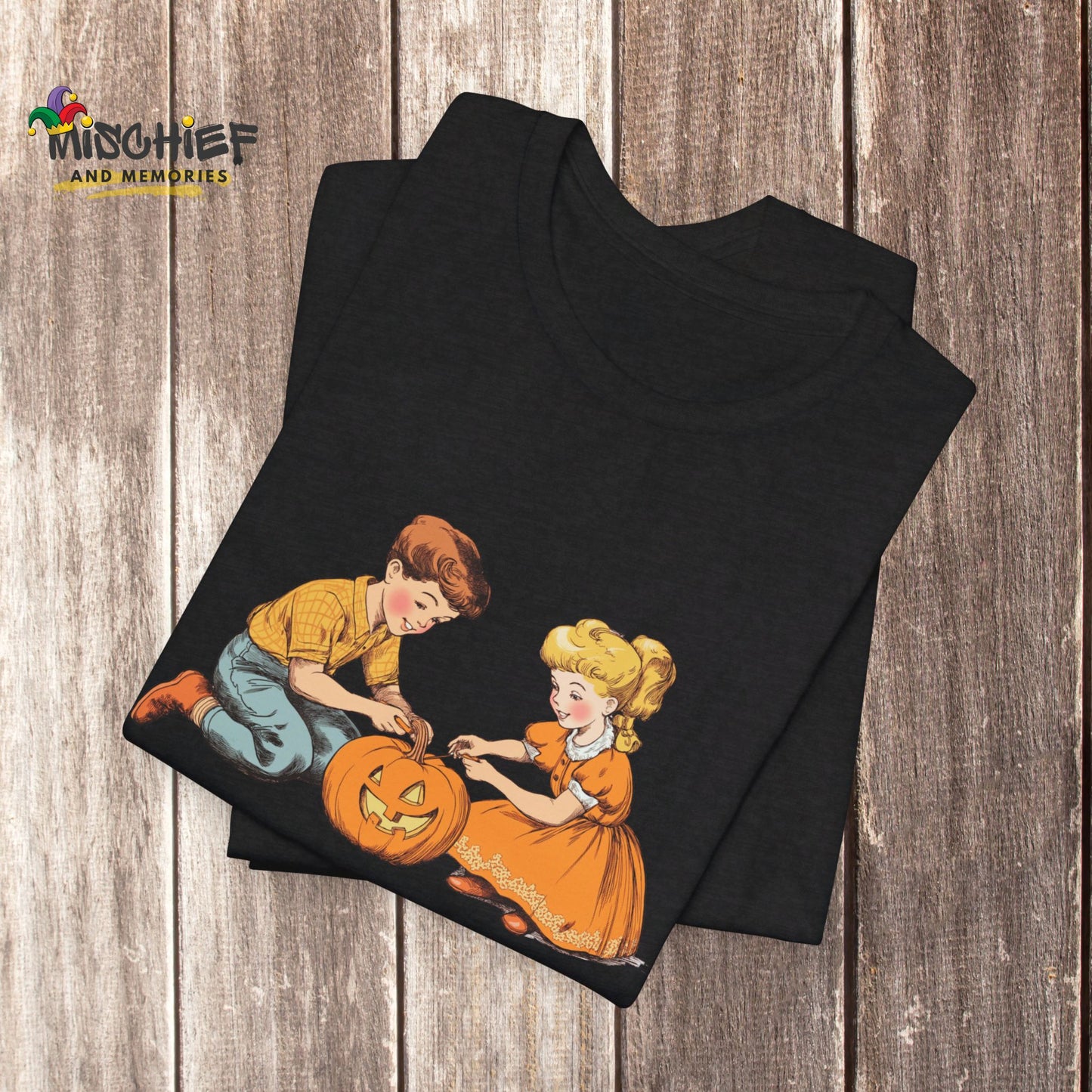 Vintage Storybook Pumpkin Carving Halloween T-Shirt