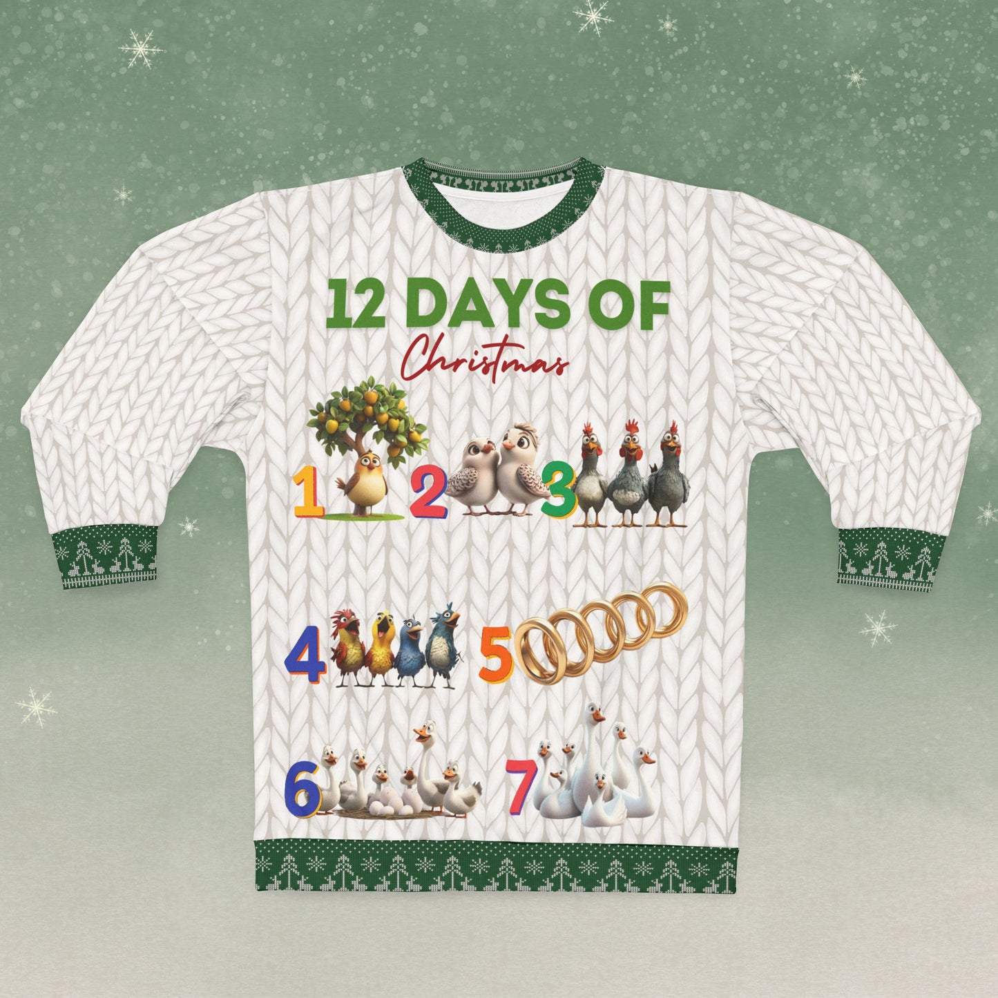 12 Days of Christmas - All Over Print - Ugly Christmas Sweater