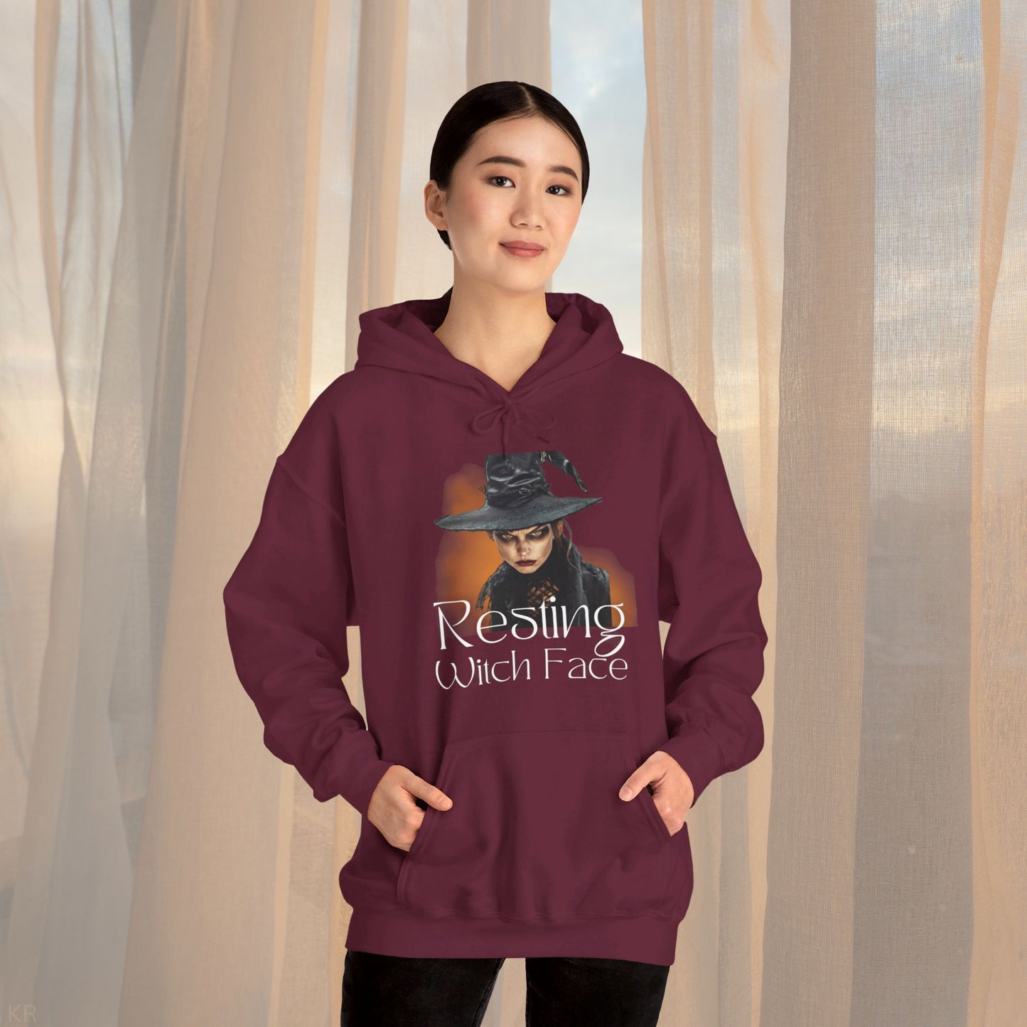 Hooded Sweatshirt - Resting Witch Face Spooky Design