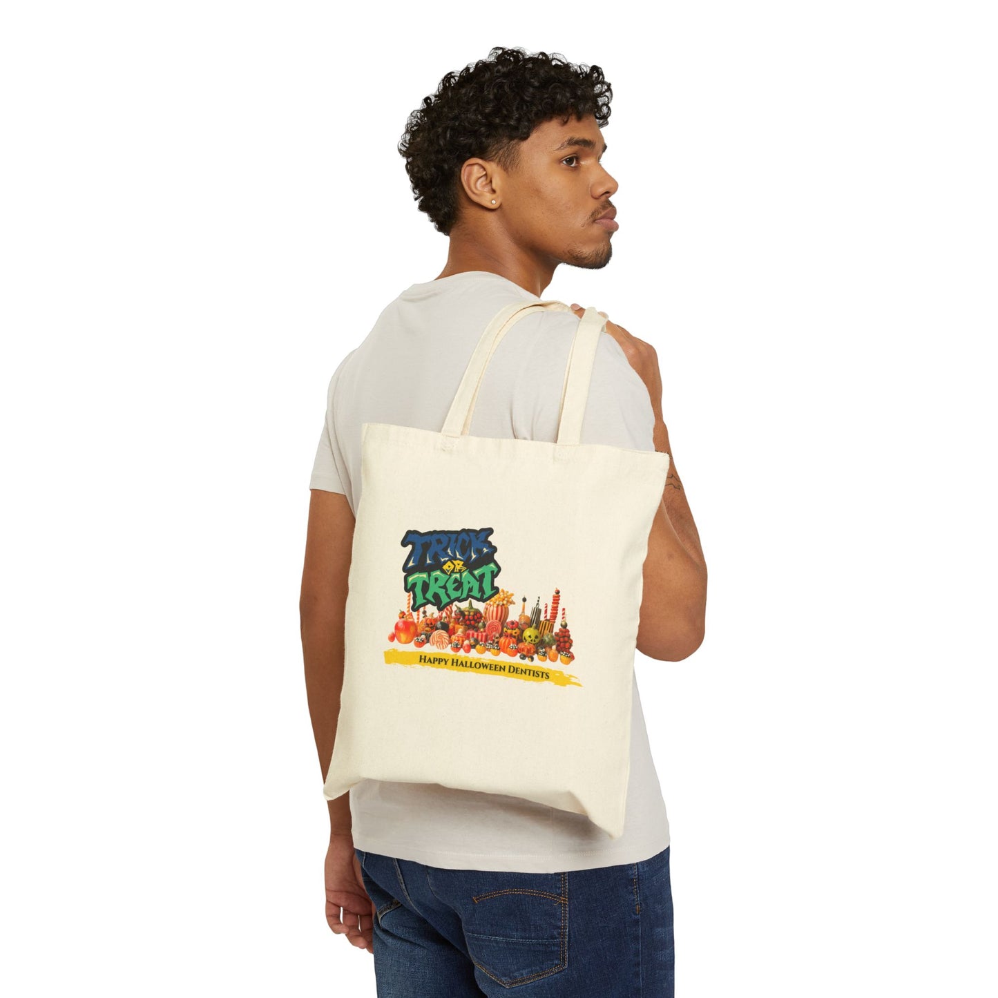 Funny Cotton Canvas Tote Bag - Trick or Treat Loot Bag!