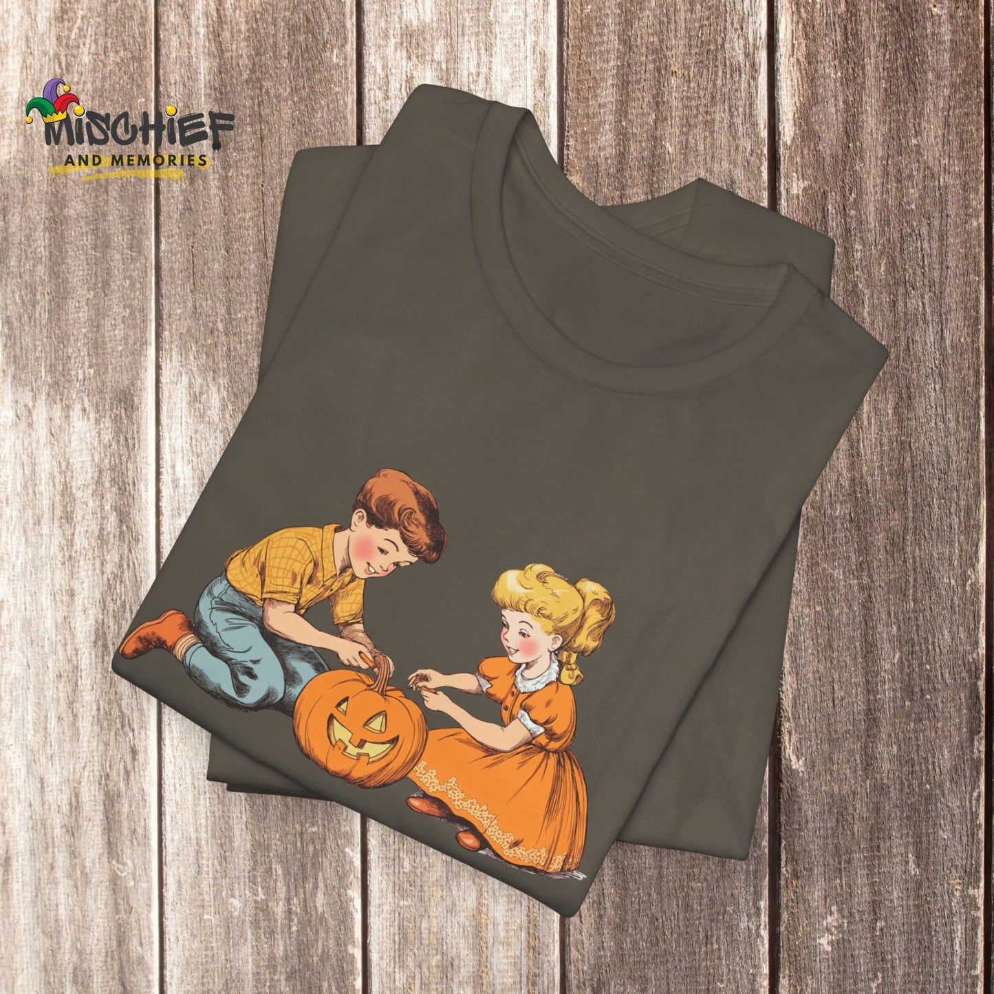 Vintage Storybook Pumpkin Carving Halloween T-Shirt