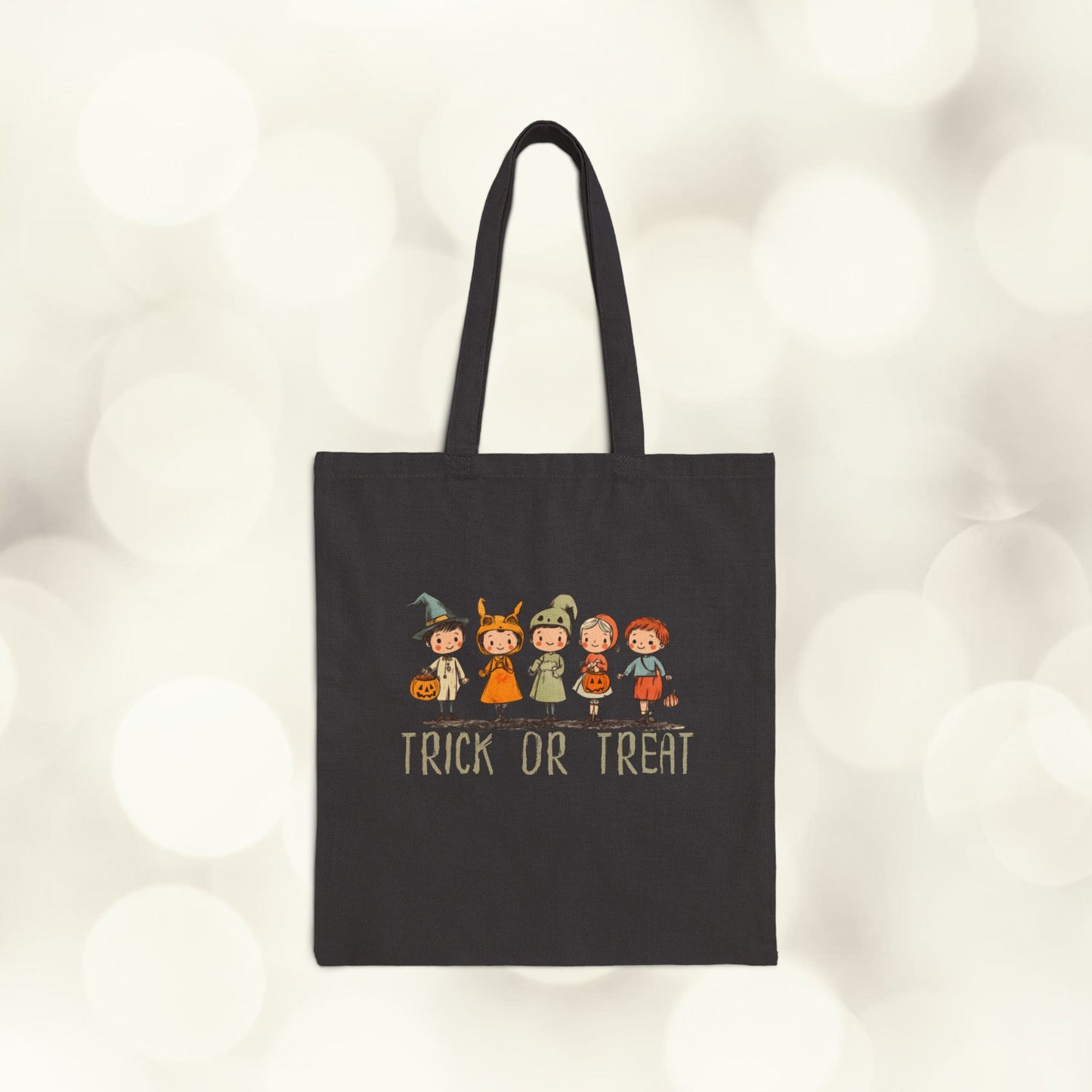 Cotton Canvas Tote Bag - Adorable Trick or Treat Loot Bag!