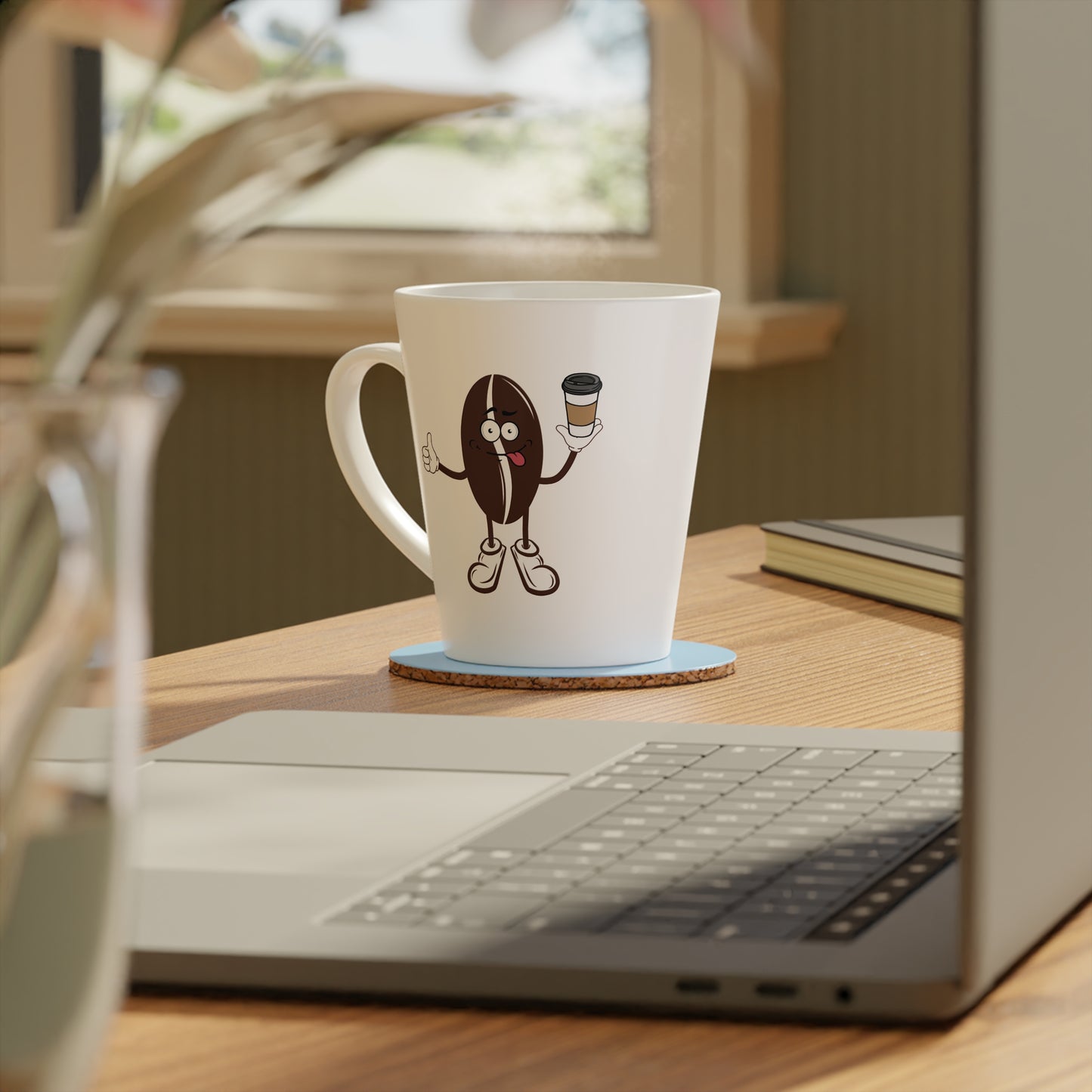 Coffee Mug - Mr Bean Head Design, Brown Tones, Cute Cartoon, Cheerful Morning Companion, Simple Humorous