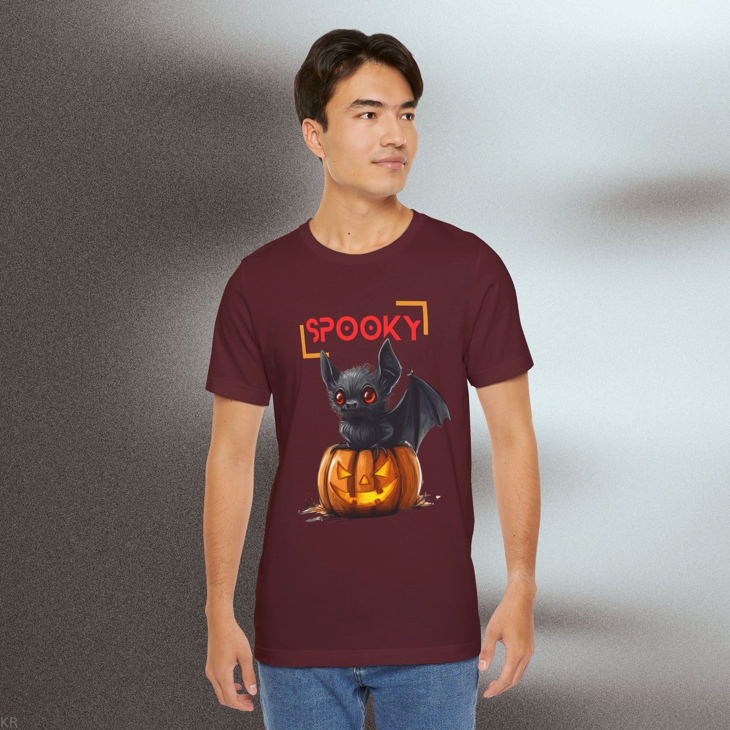 Look Fangtastic in this Spooky Bat and Pumpkin Halloween T-shirt!