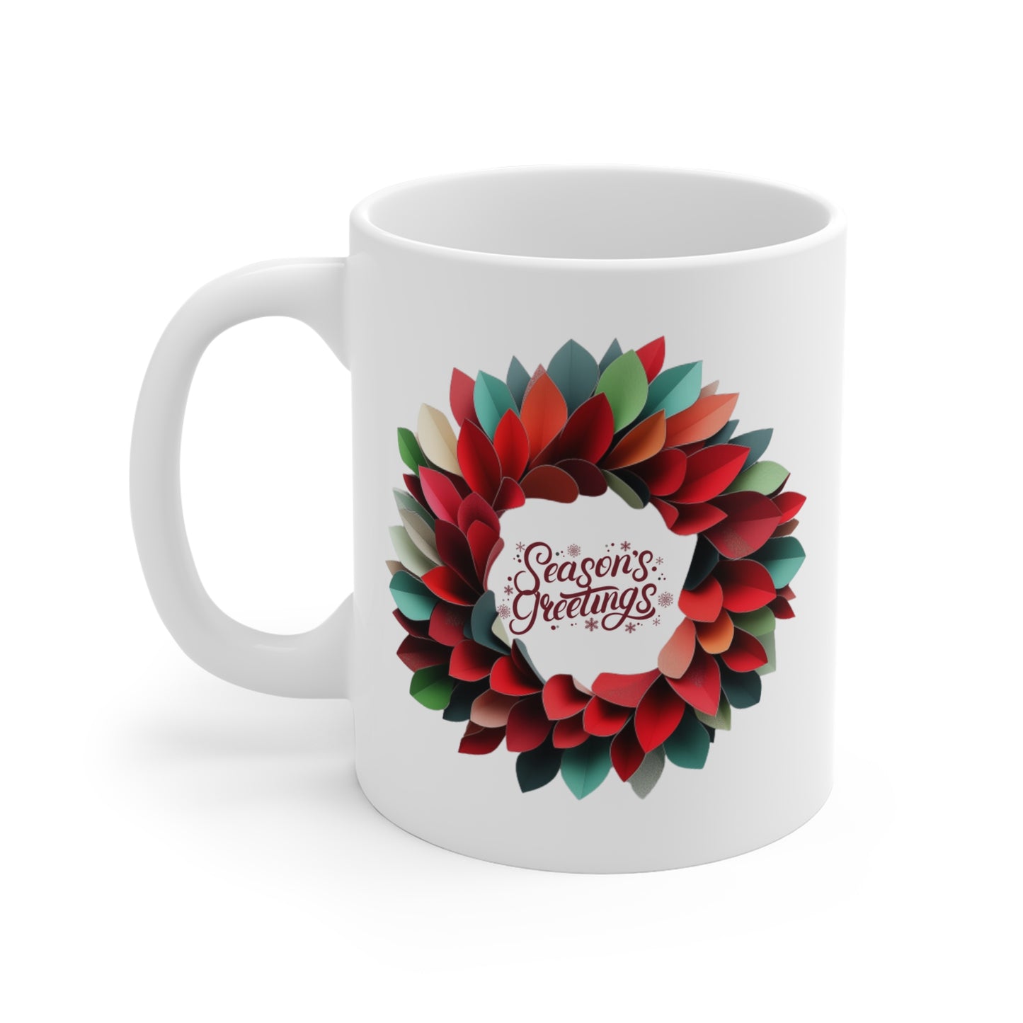 Christmas Wreath Ceramic Mug - Season's Greetings! (Design B)