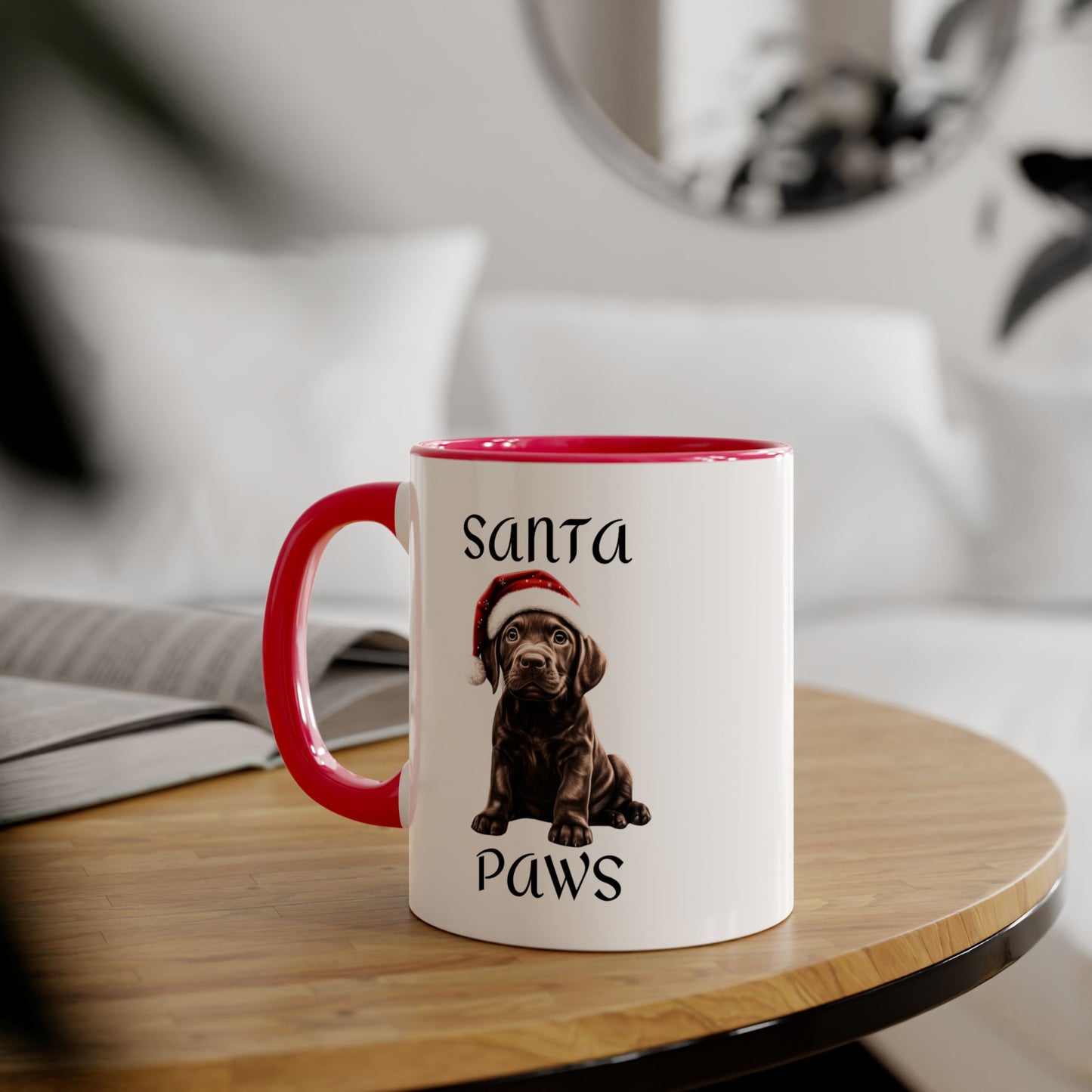 Christmas Santa Paws Mugs - Chocolate Lab