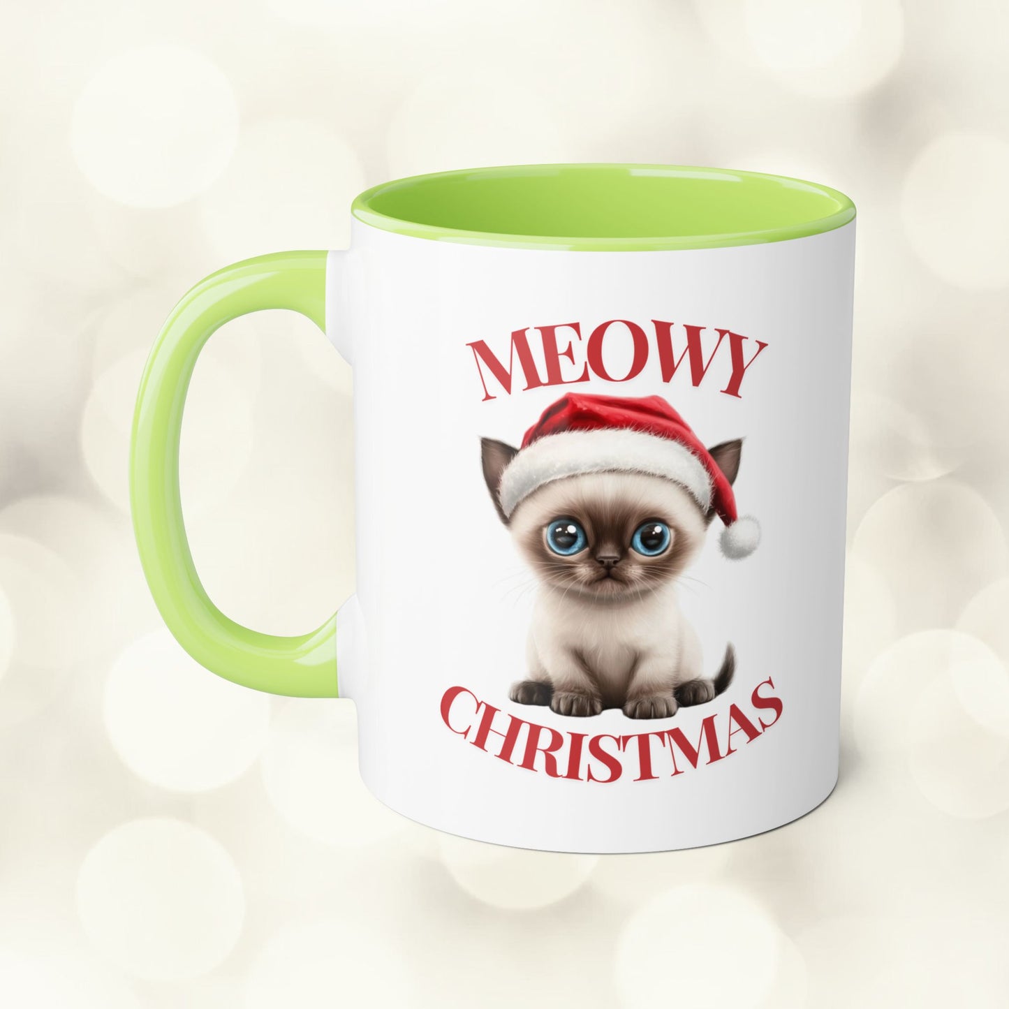 Christmas Cat Mugs - Meowy Christmas Siamese