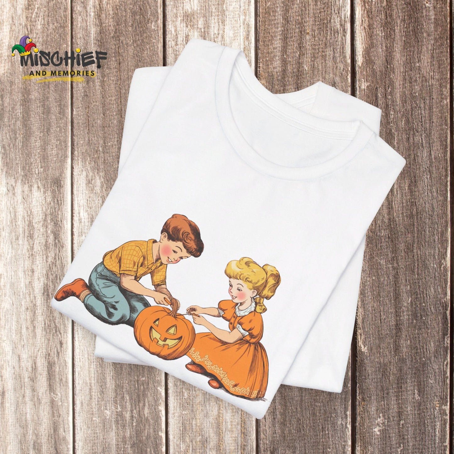 Vintage Storybook Pumpkin Carving Halloween T-Shirt