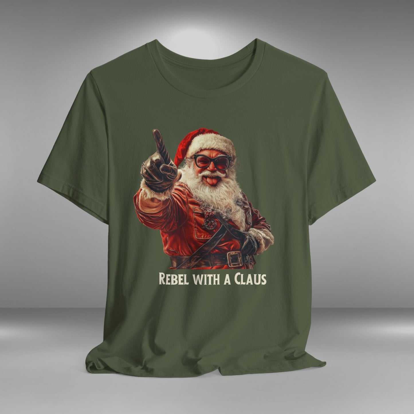 Rebel with a Claus - Christmas T-shirt