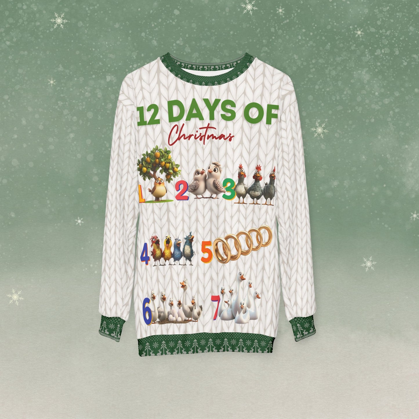 12 Days of Christmas - All Over Print - Ugly Christmas Sweater