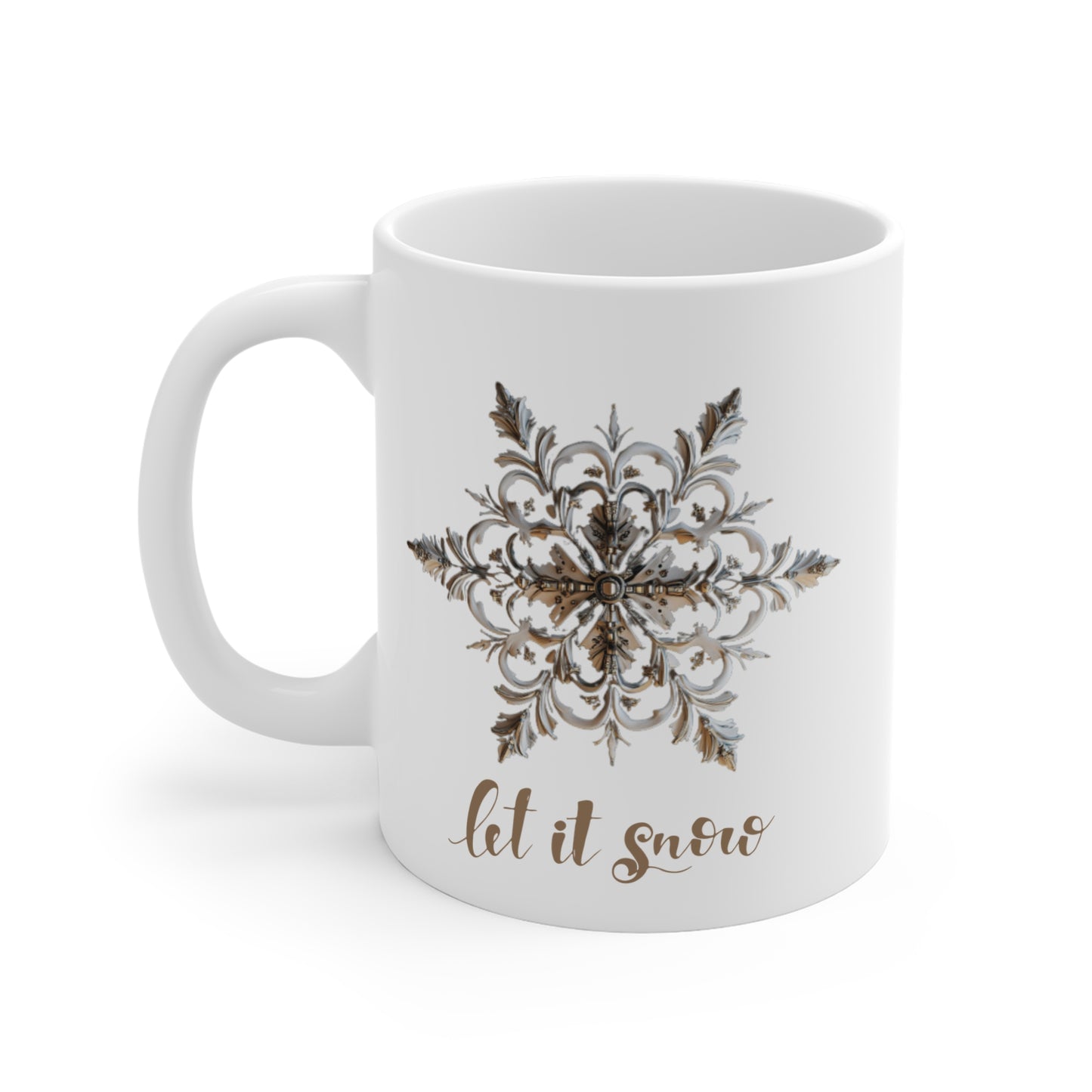 Snowflake Ceramic Mug- Let it Snow (Design C)